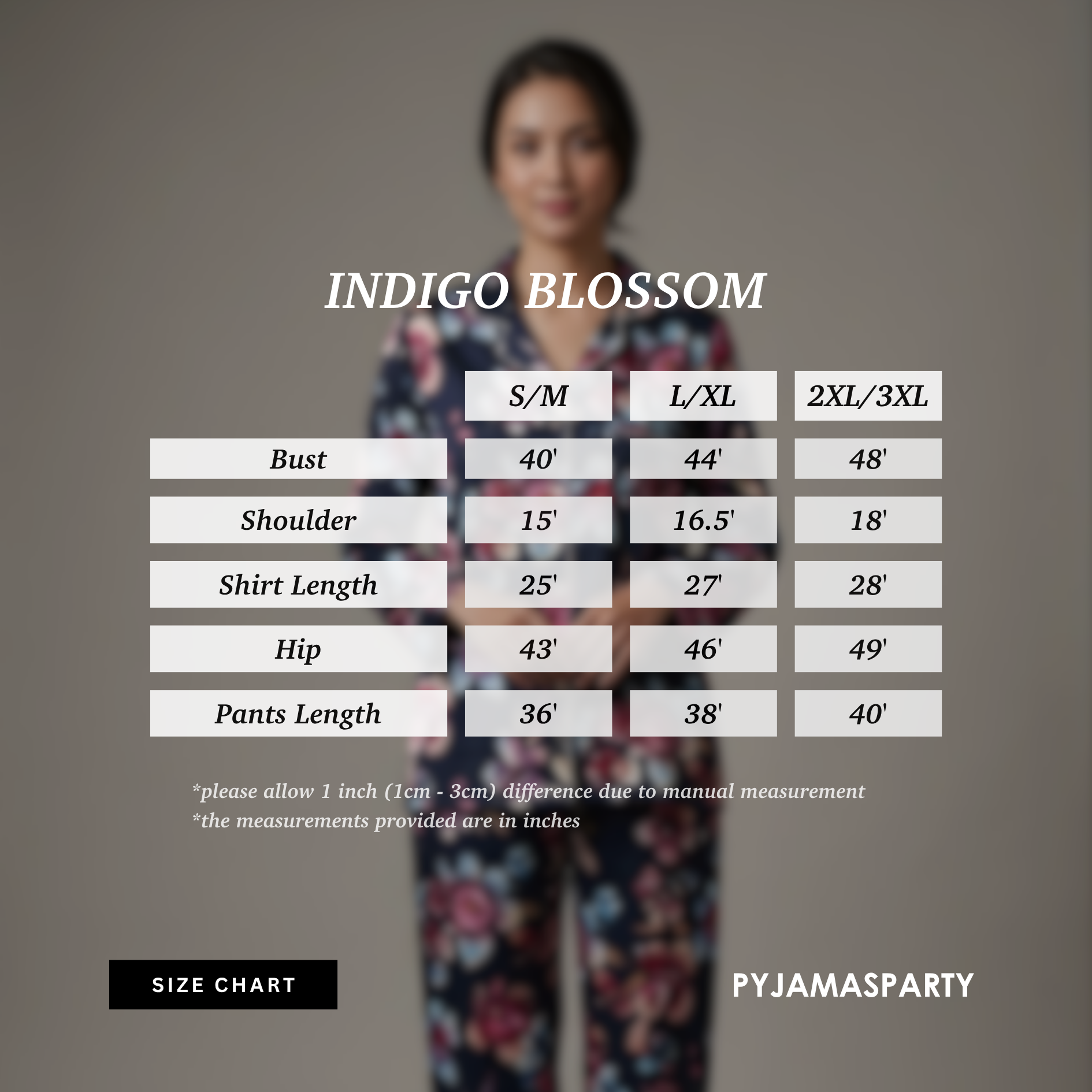 Indigo Blossom - Size Chart
