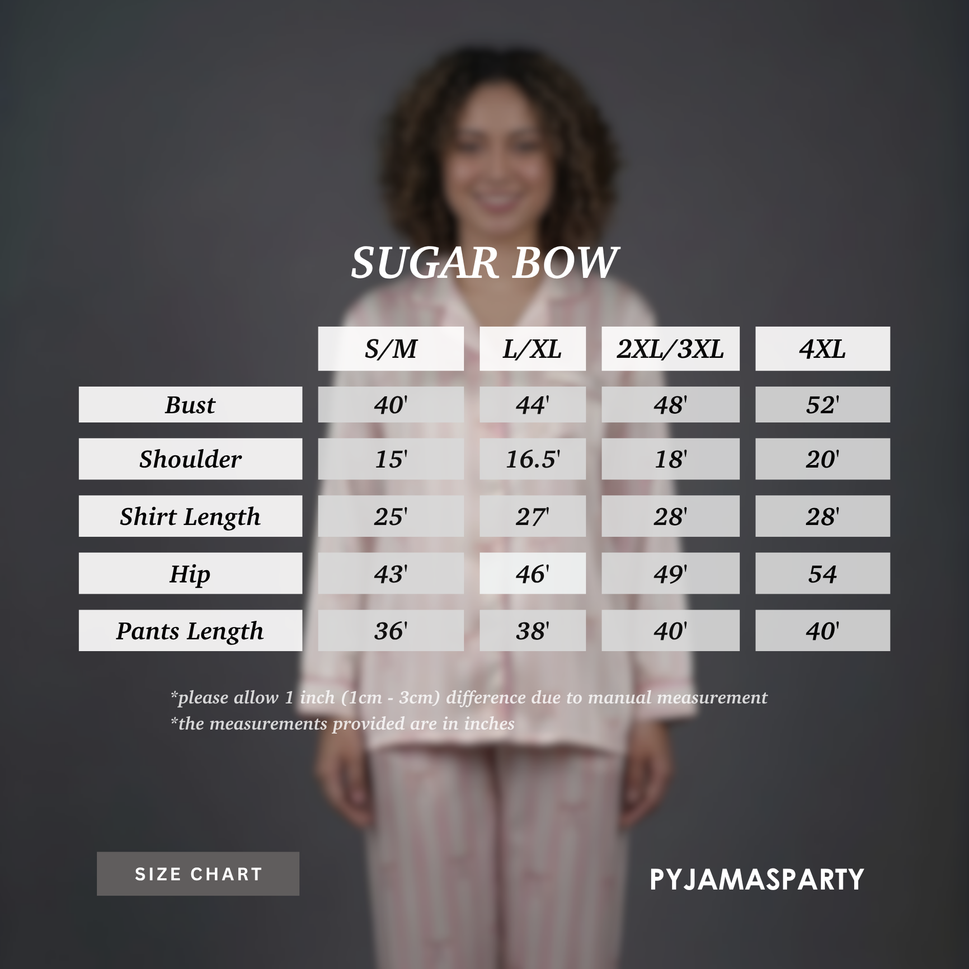 Sugar Bow - Size Chart