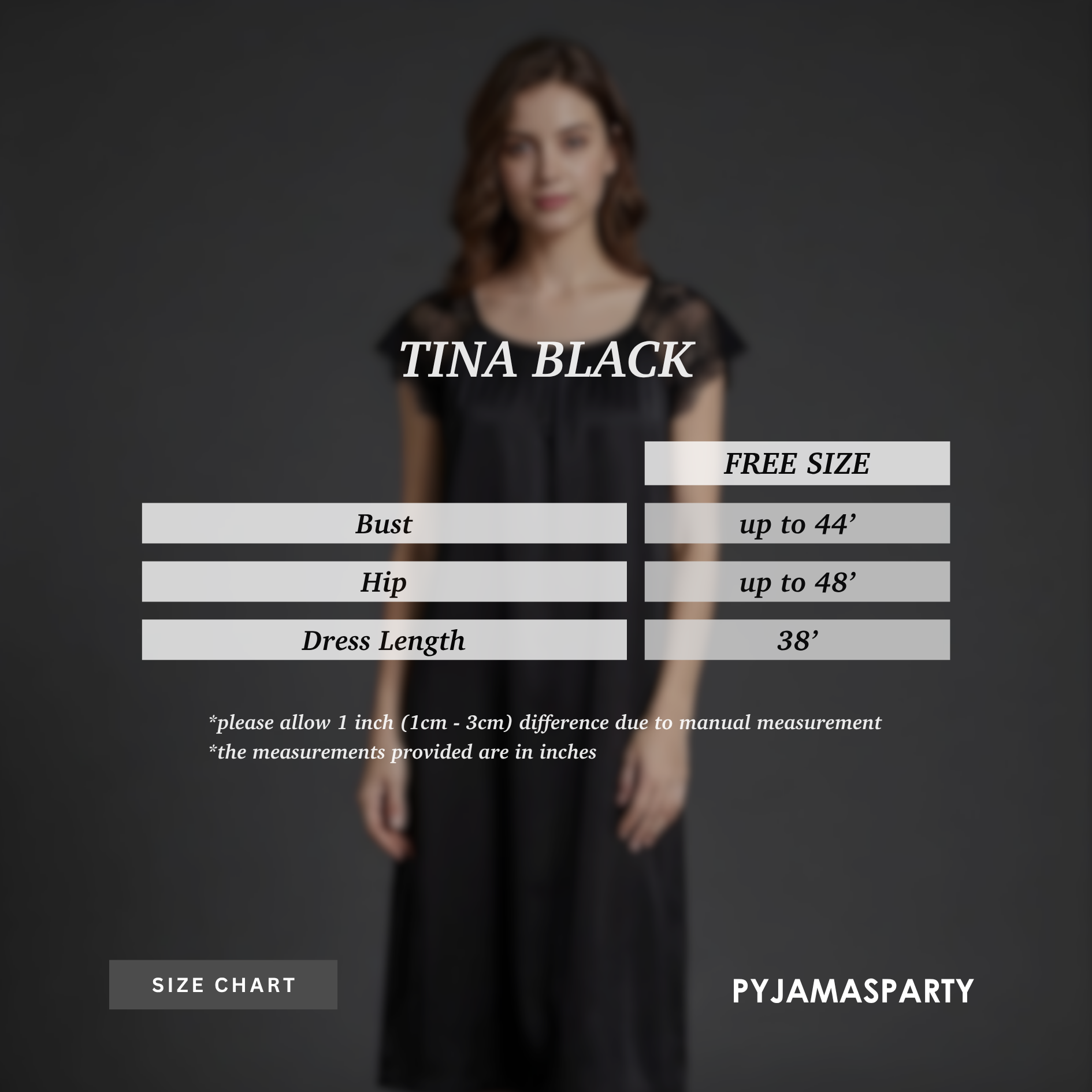 Tina Black - Size Chart