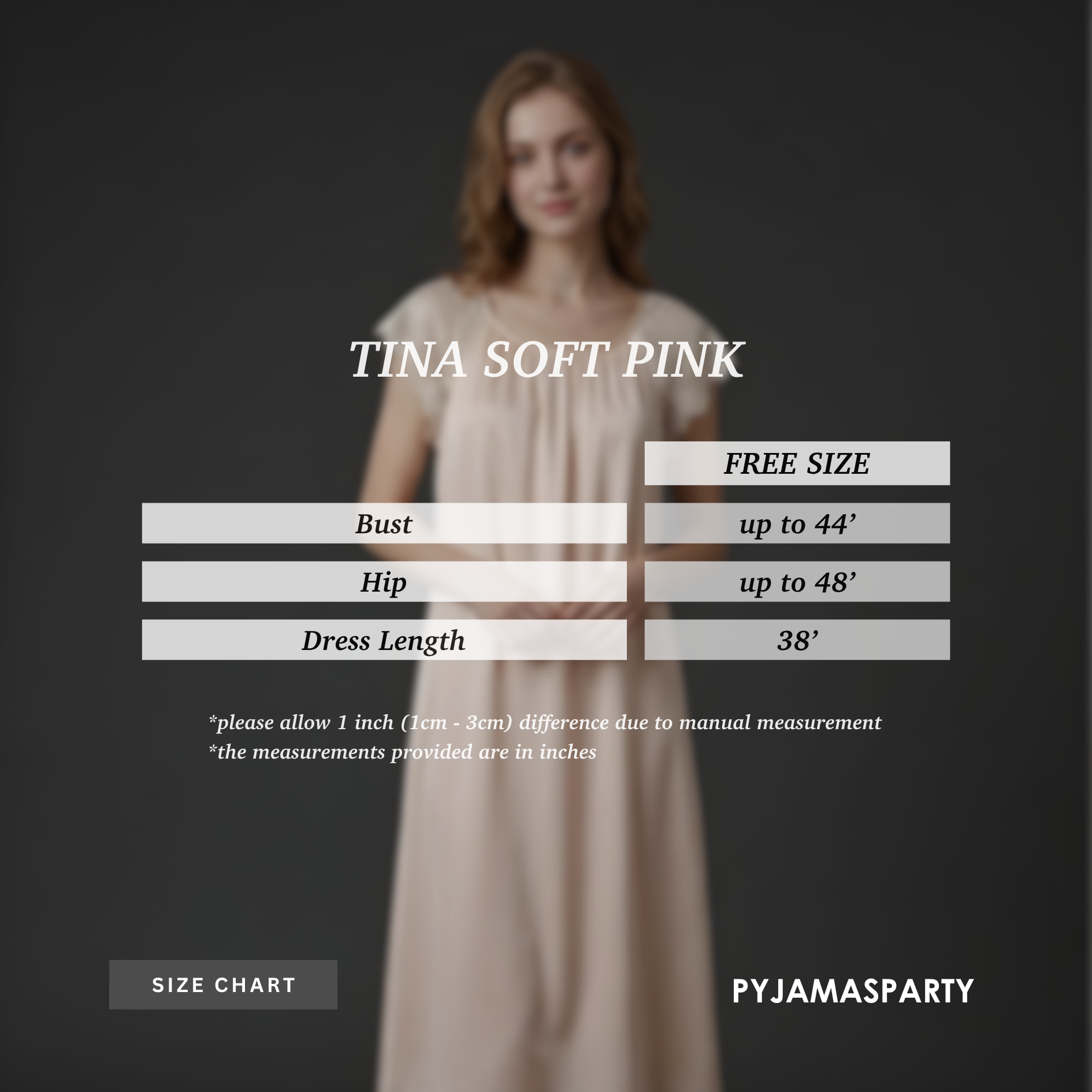 Tina Soft Pink - Size Chart