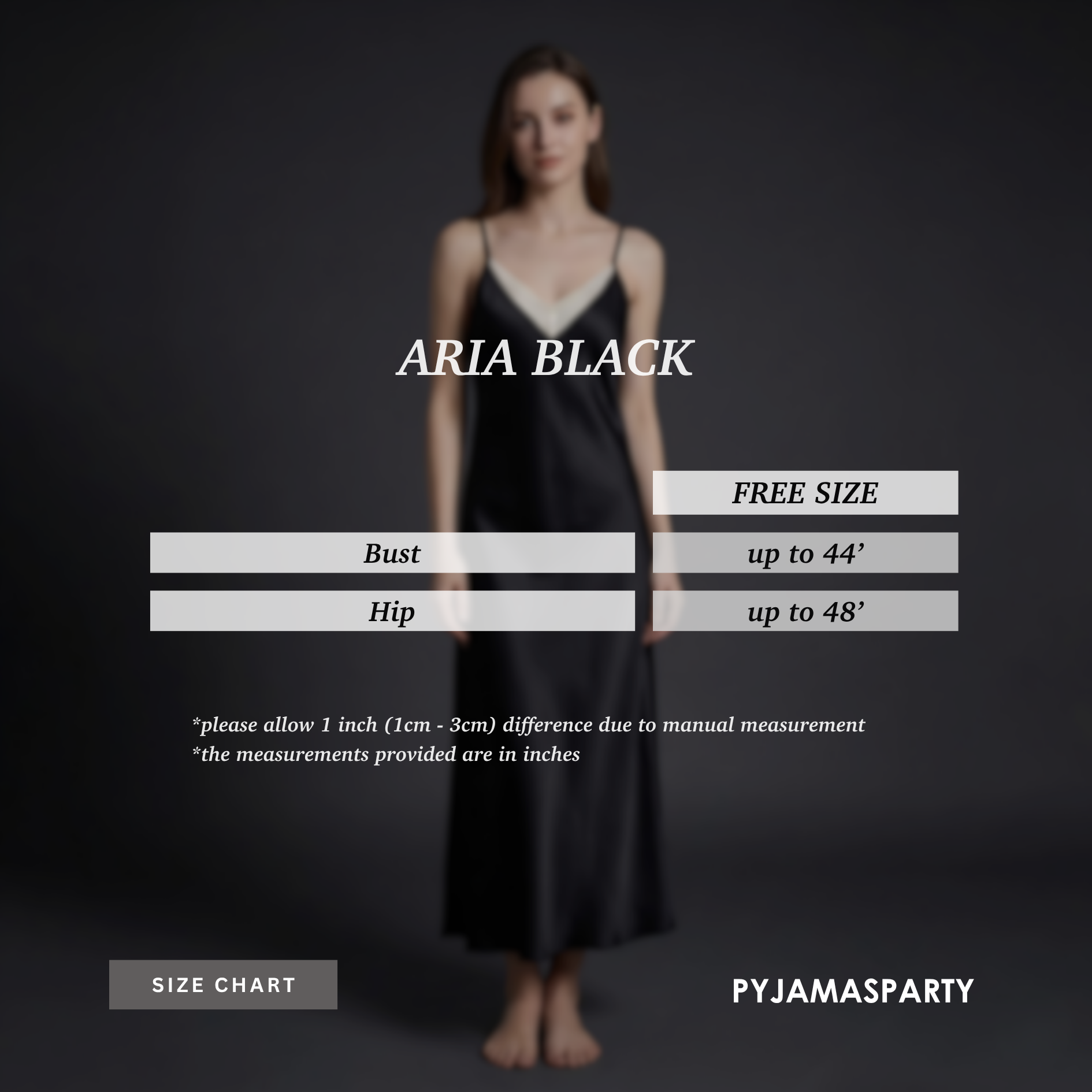 Aria Black - Size Chart