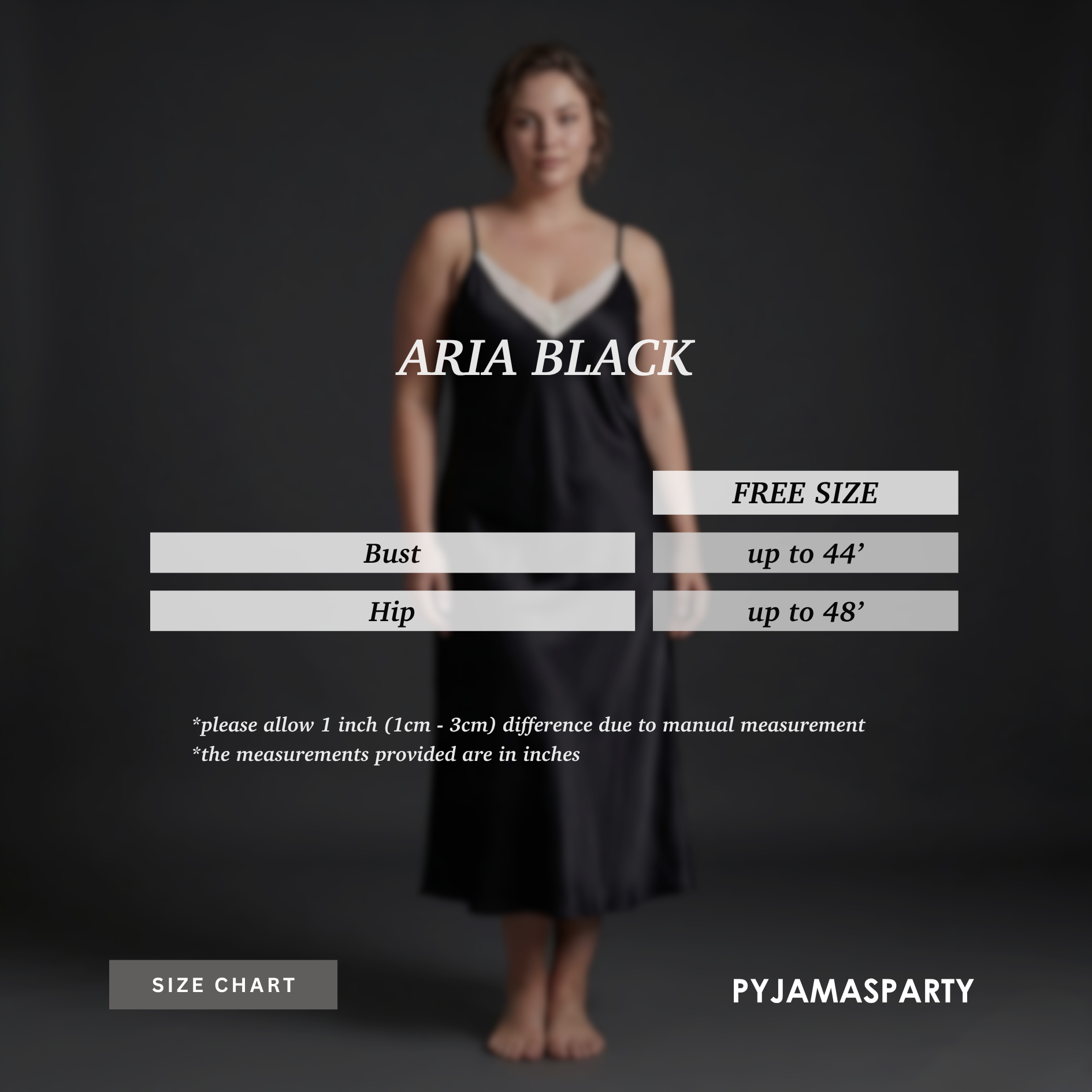 Aria Black - Size Chart