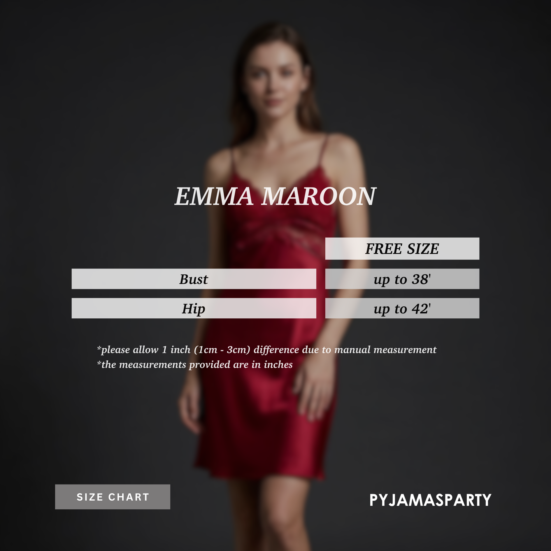 Emma Maroon - Size Chart