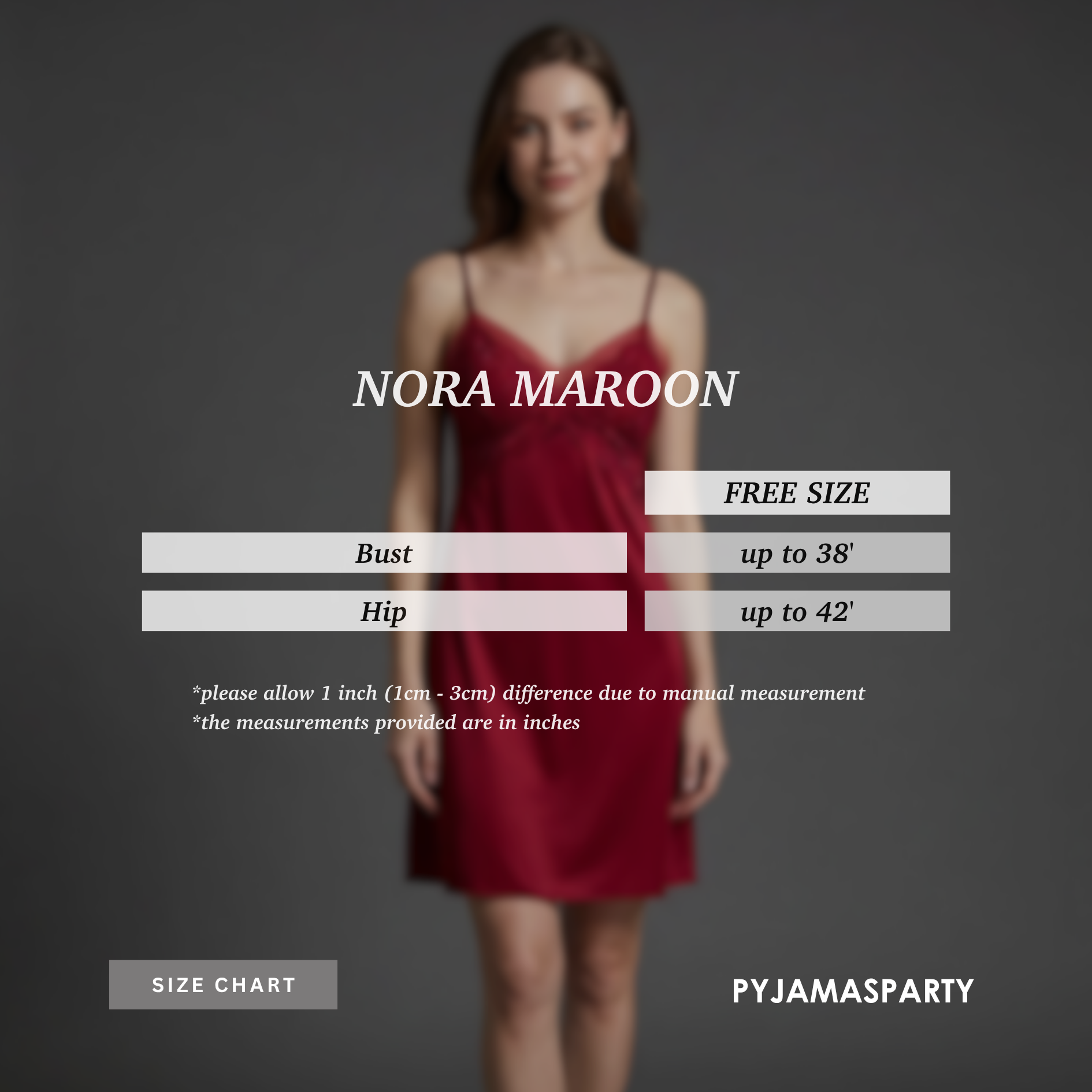 Nora Maroon - Size Chart