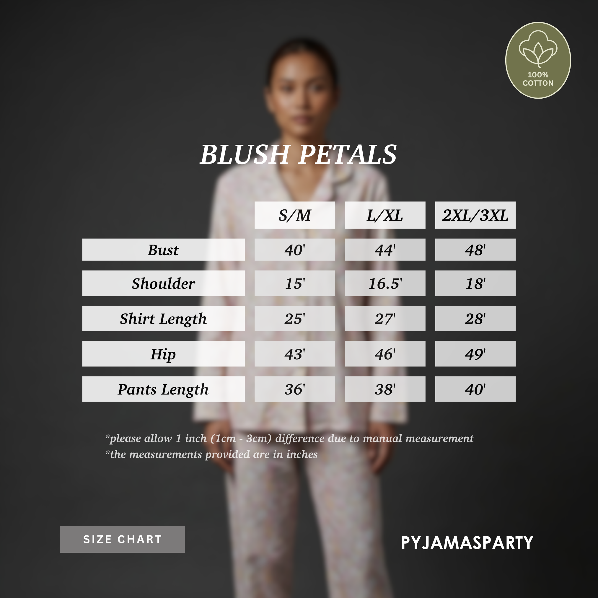 Blush Petals - Size Chart