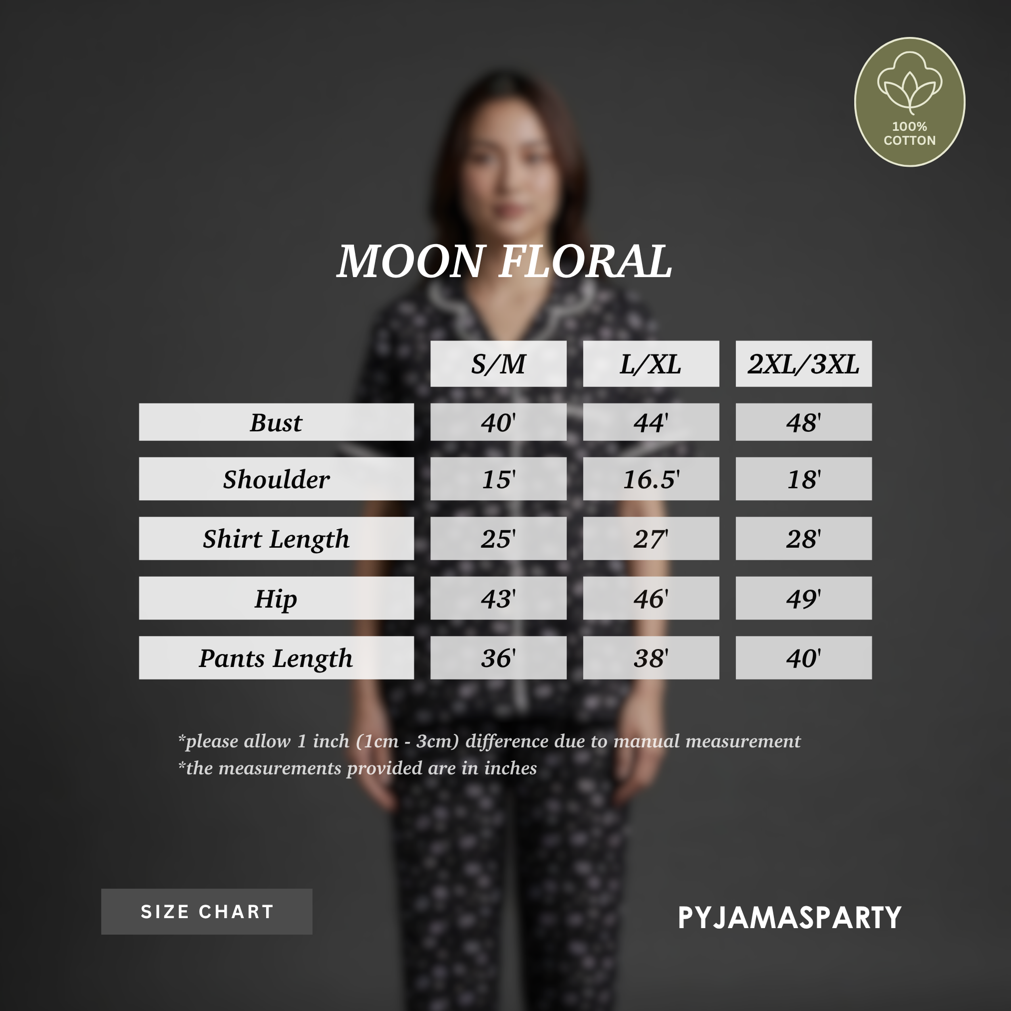 Moon Floral - Size Chart
