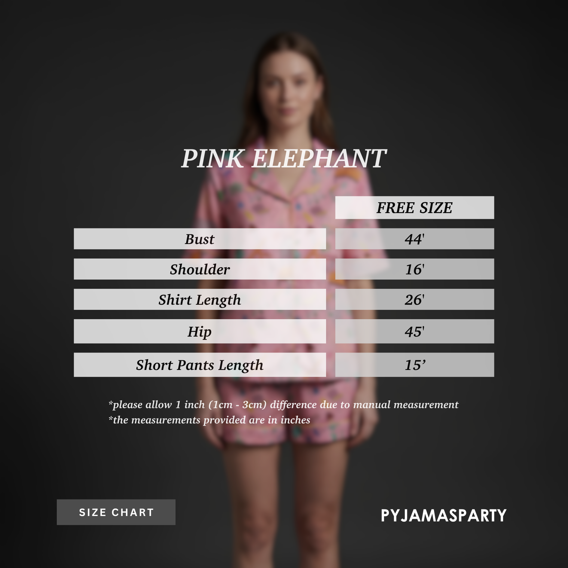Pink Elephant - Size Chart