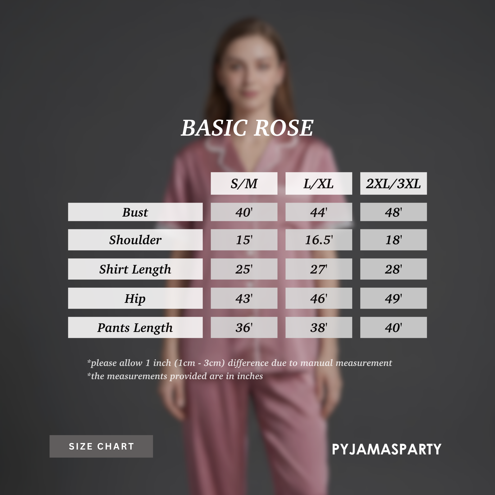 Basic Rose - Size Chart