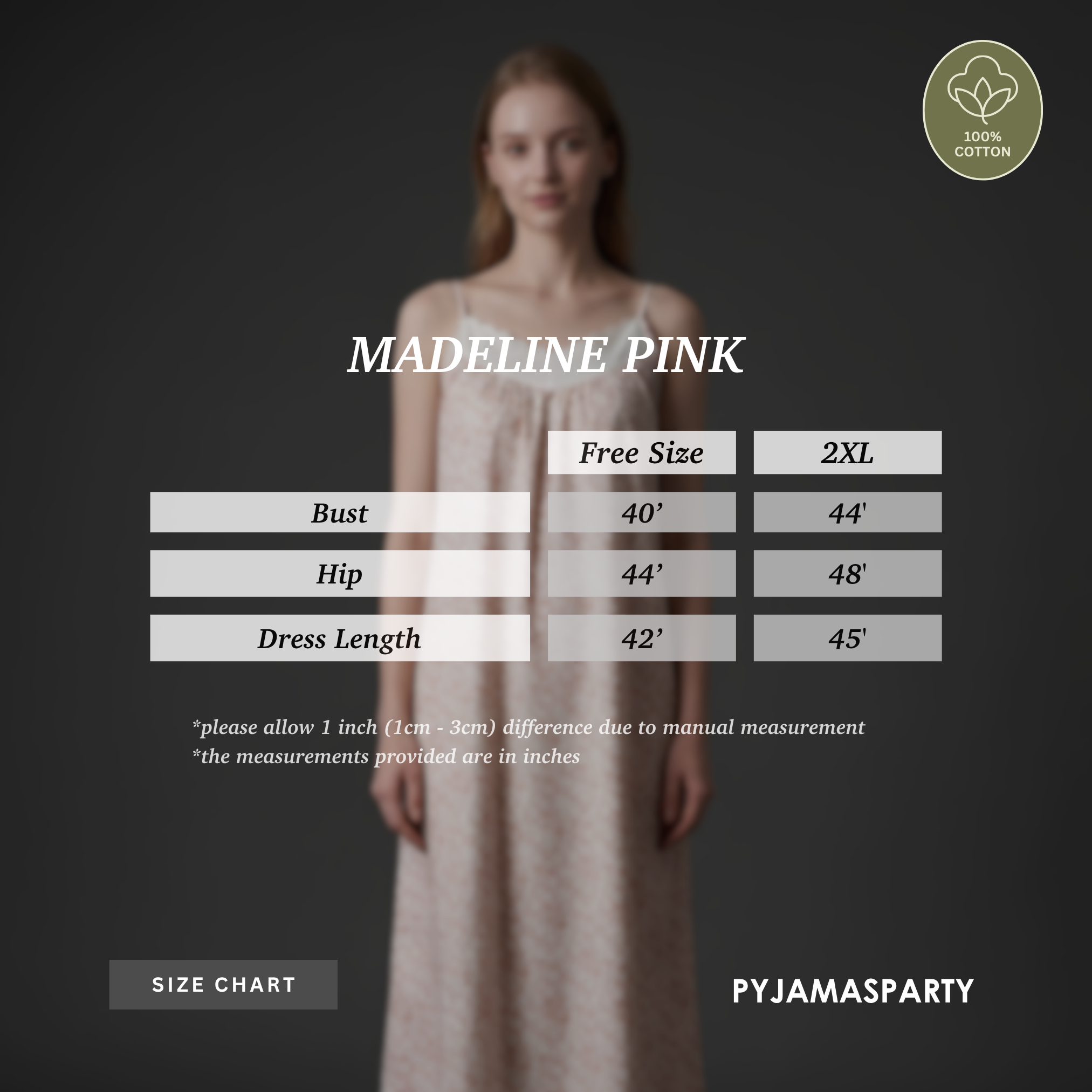 Madeline Pink - Size Chart