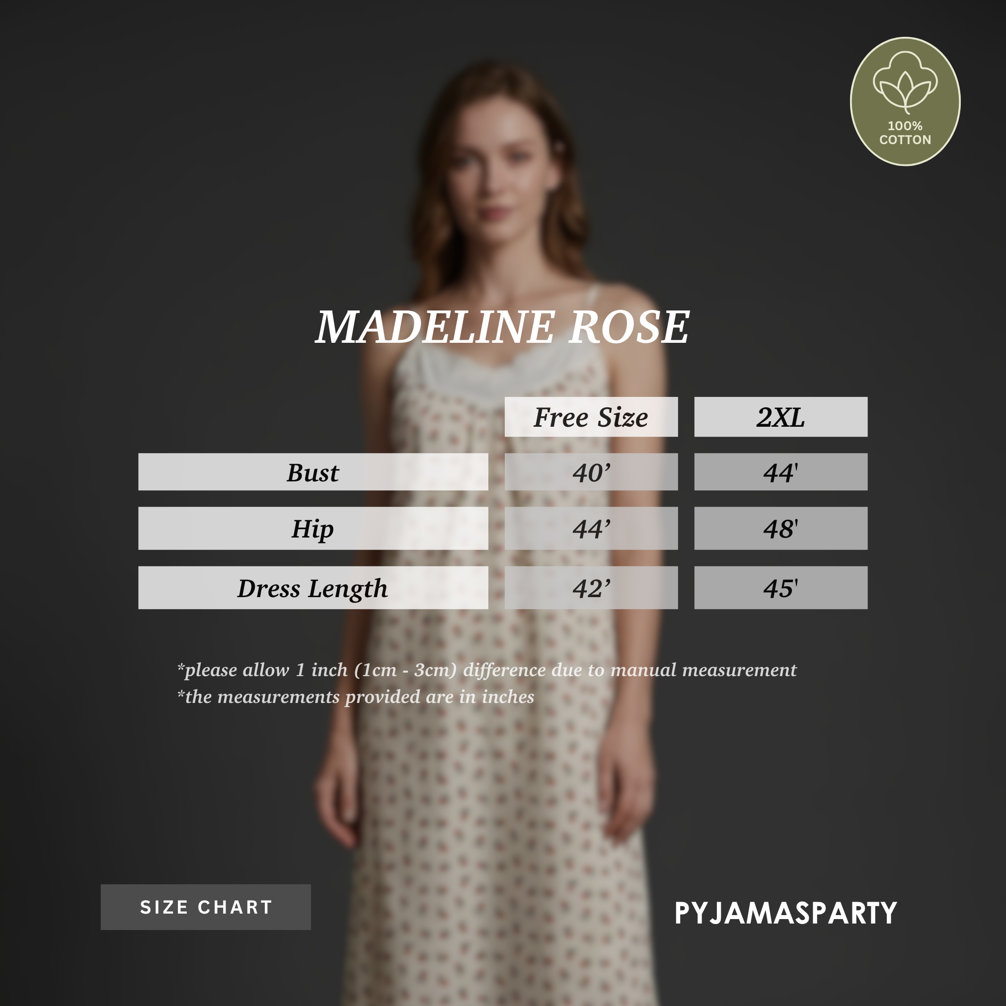 Madeline Rose - Size Chart
