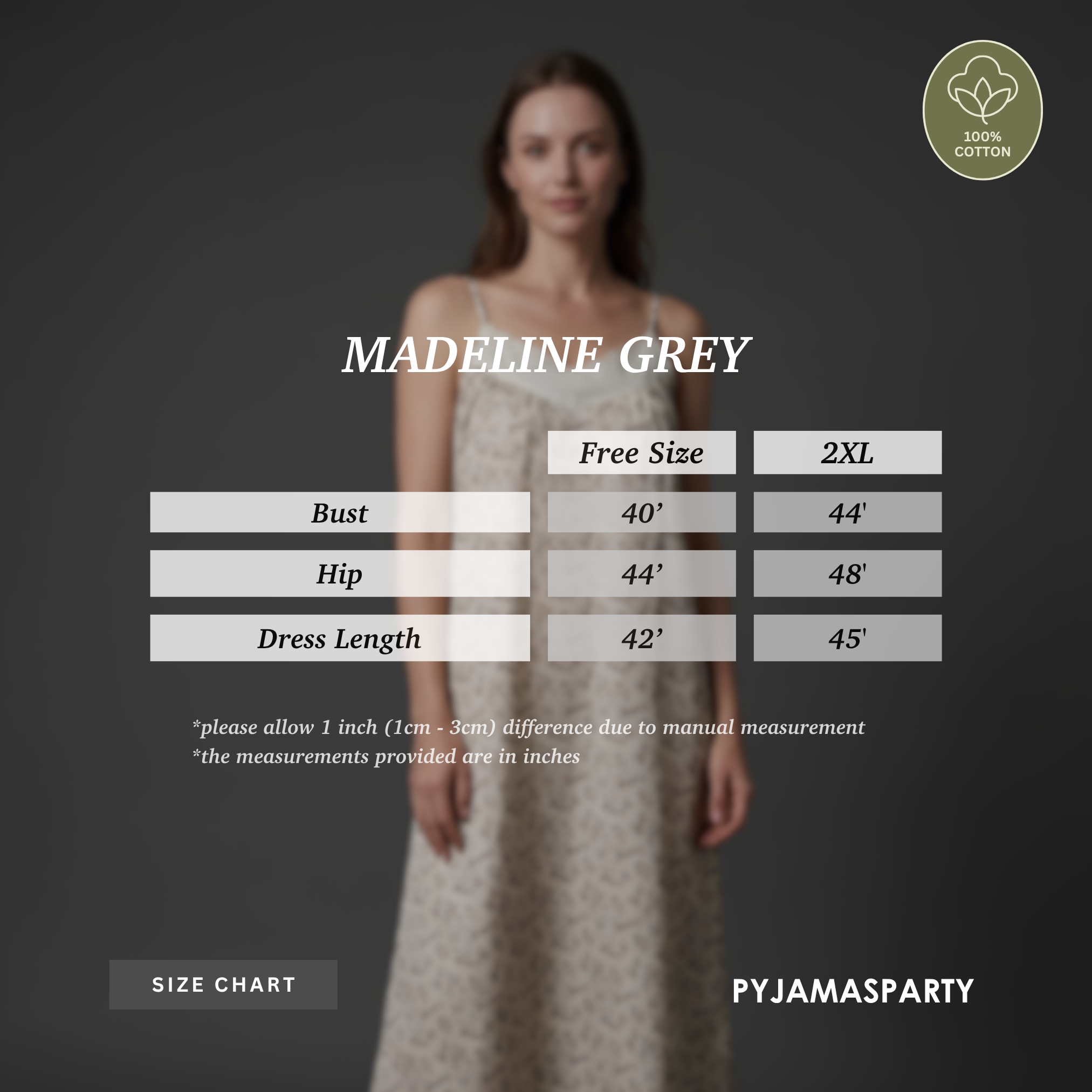 Madeline Grey - Size Chart