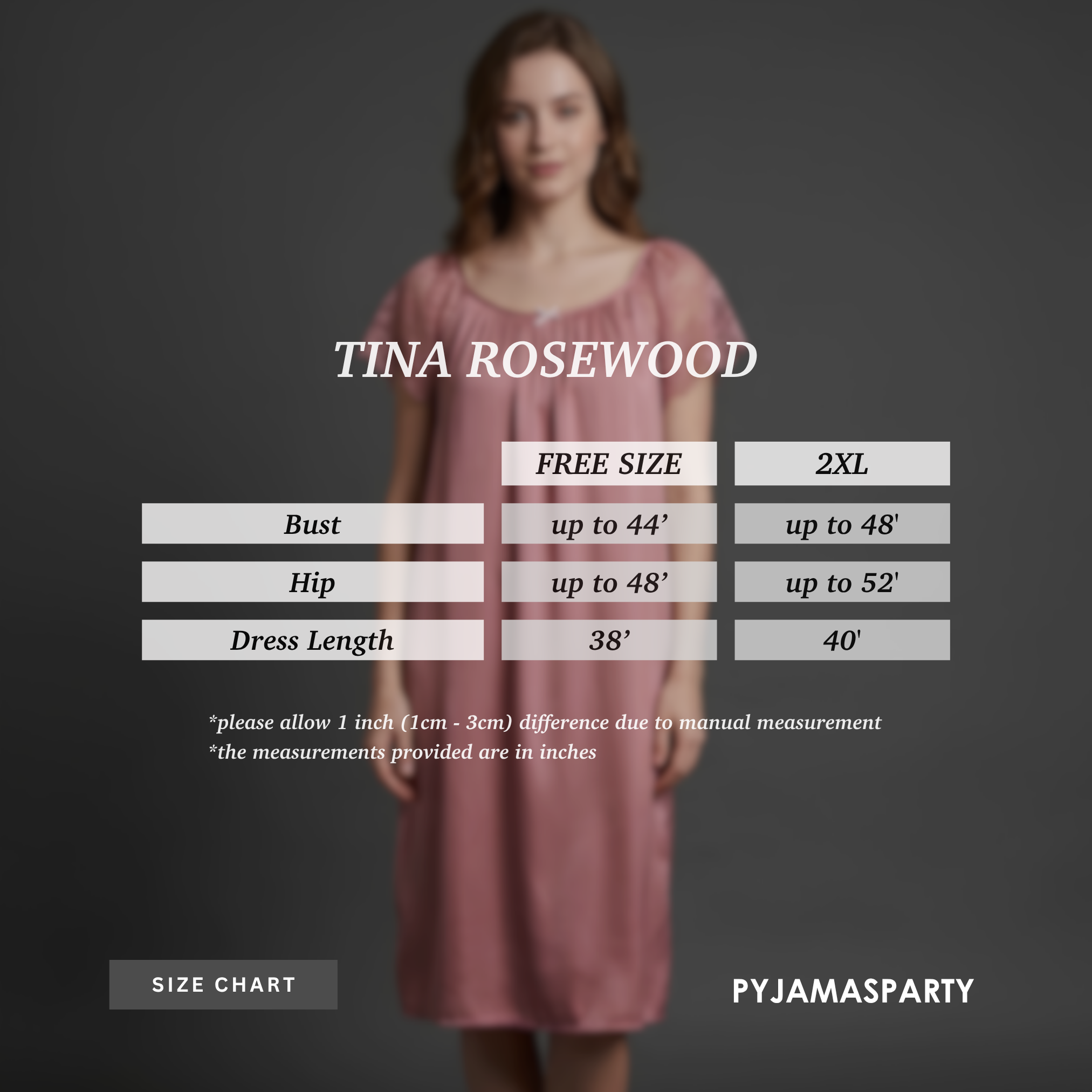 Tina Rosewood - Size Chart