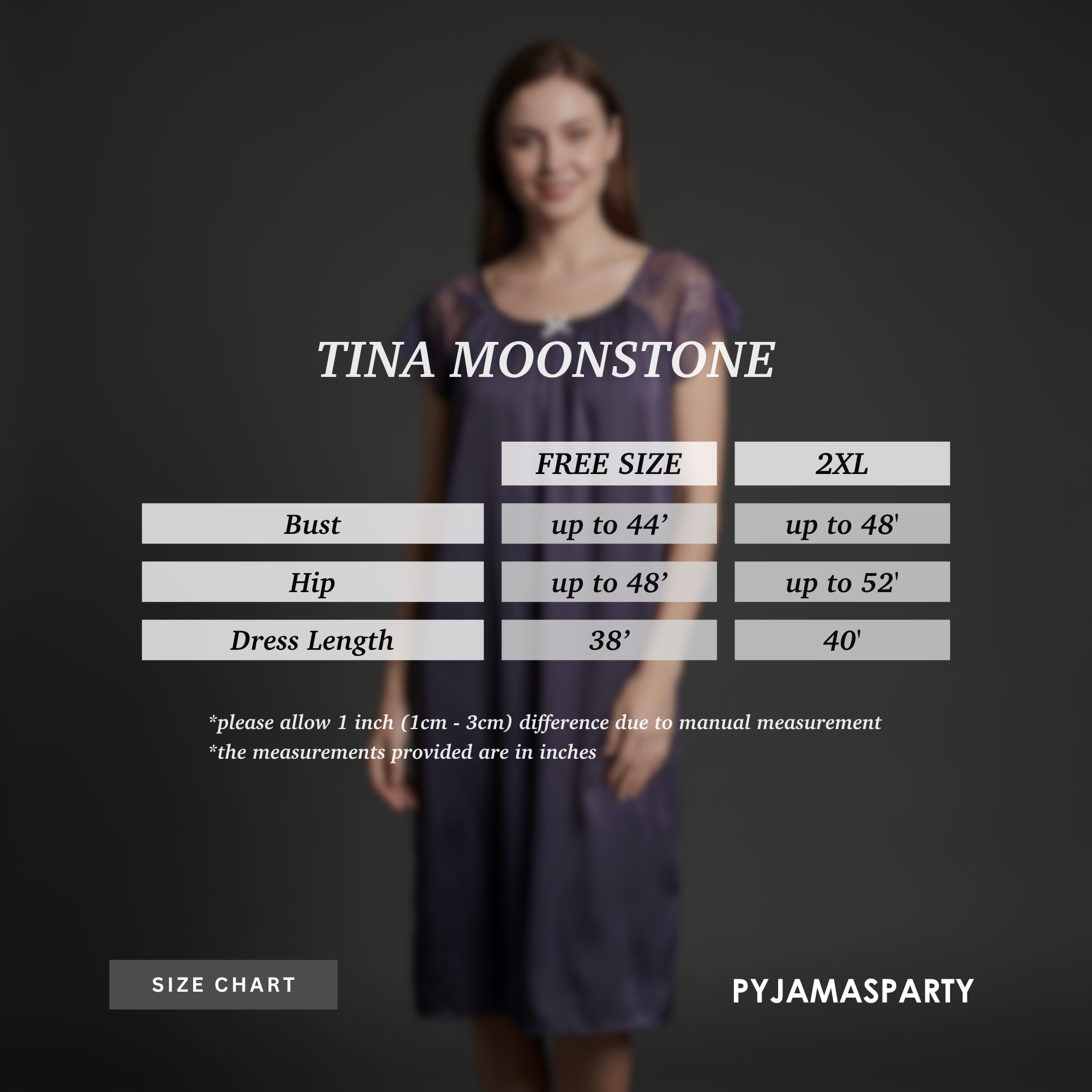 Tina Moonstone - Size Chart