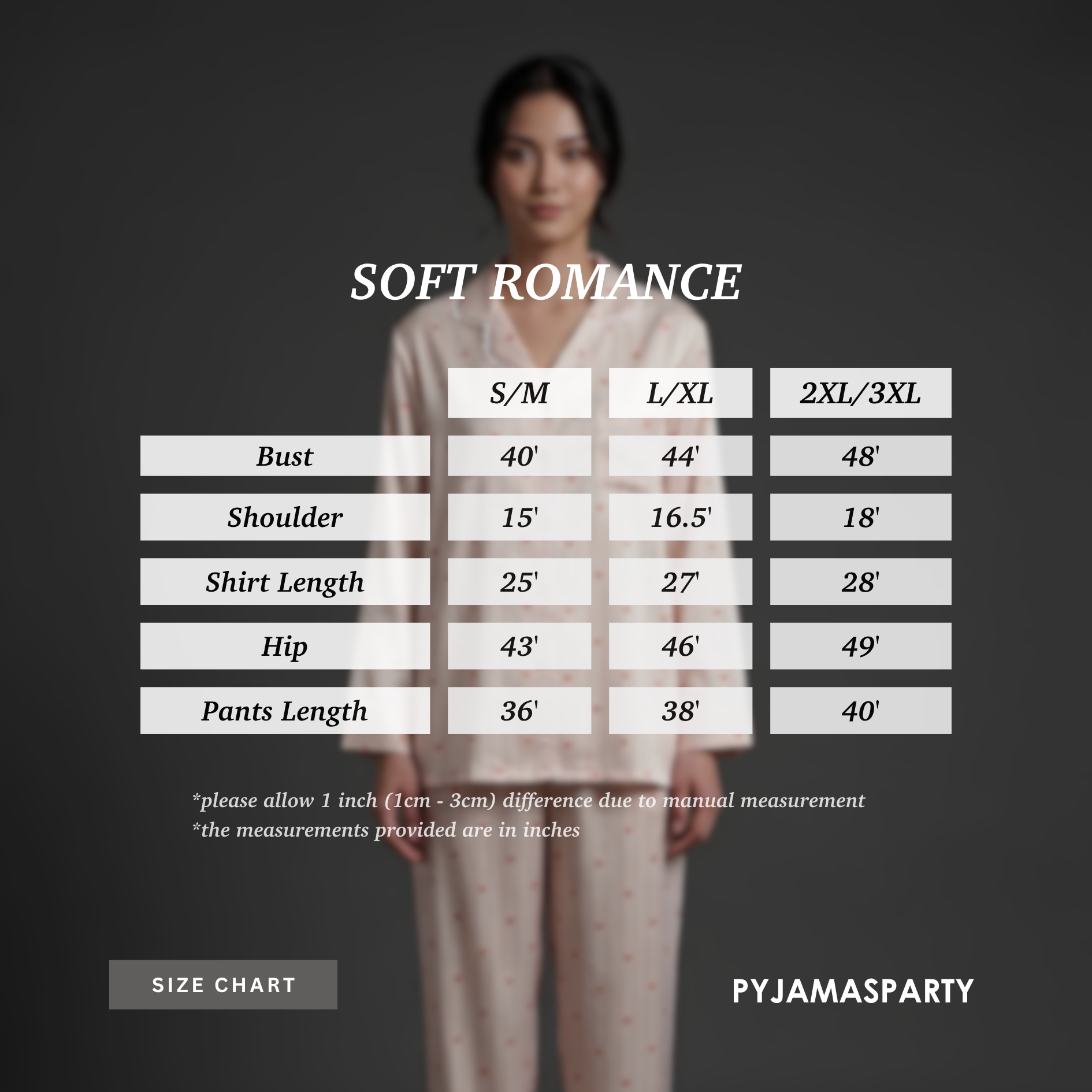 Soft Romance - Size Chart