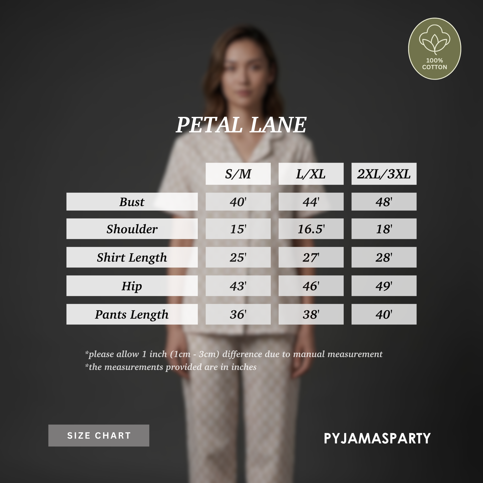 Petal Lane - Size Chart