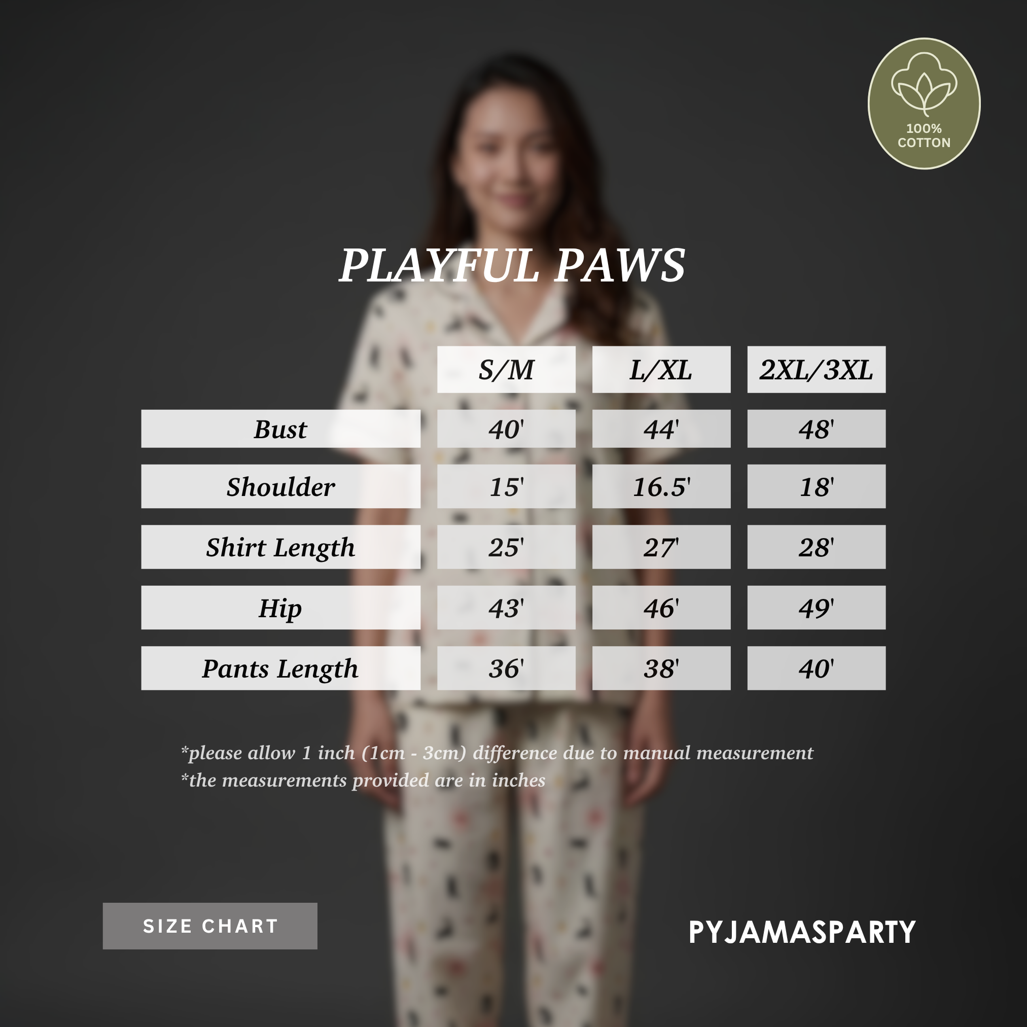 Playful Paws - Size Chart