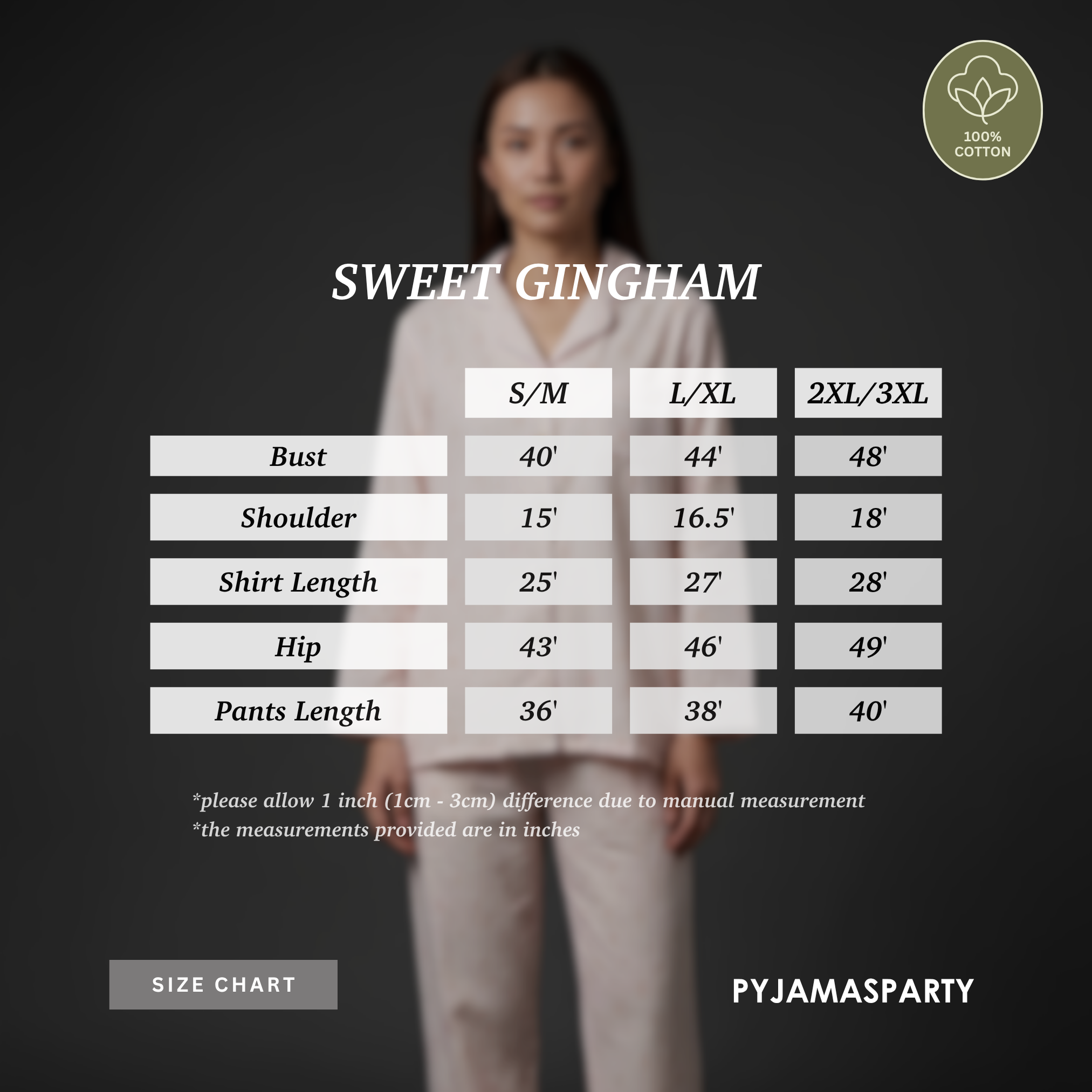 Sweet Gingham - Size Chart