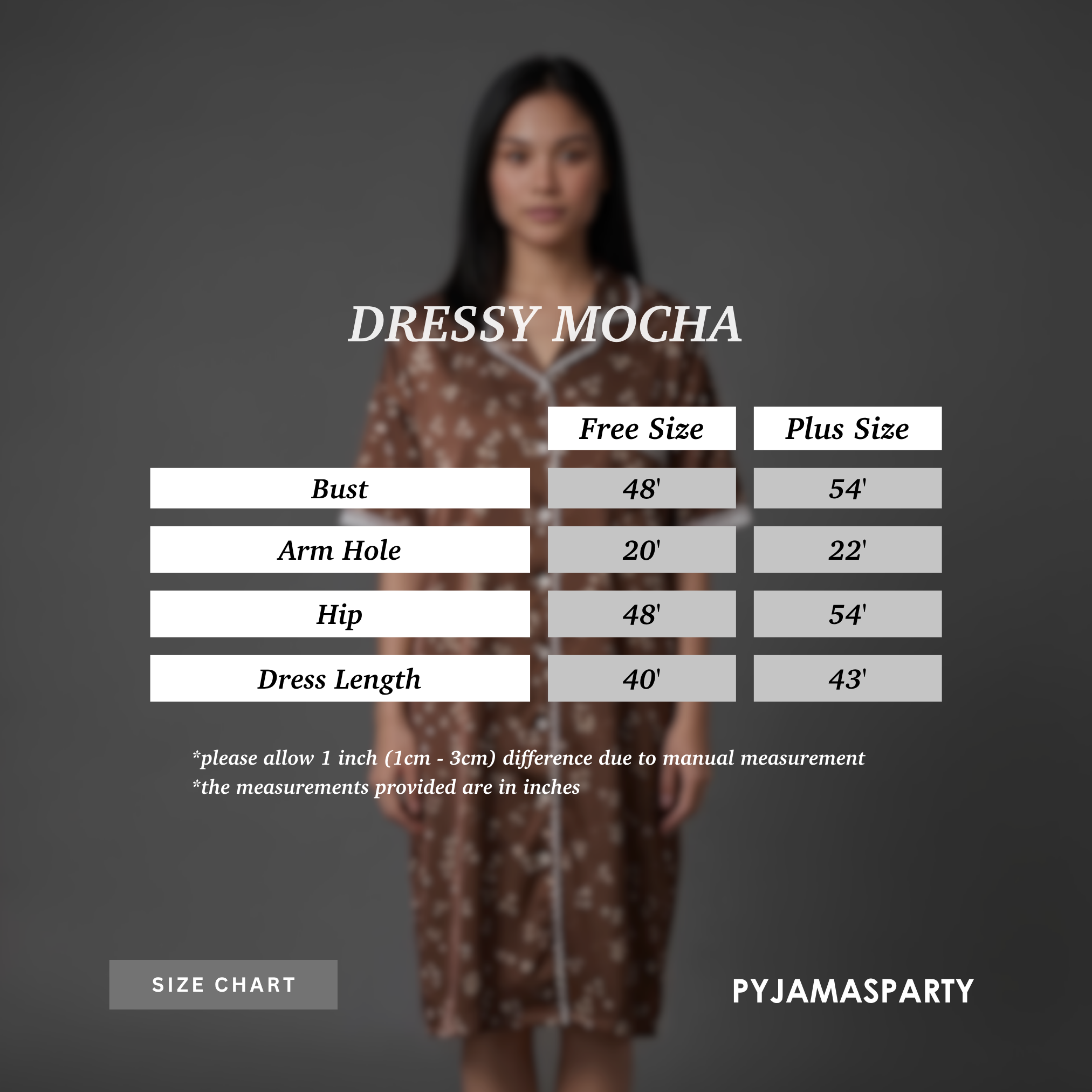 Dressy Mocha - Size Chart