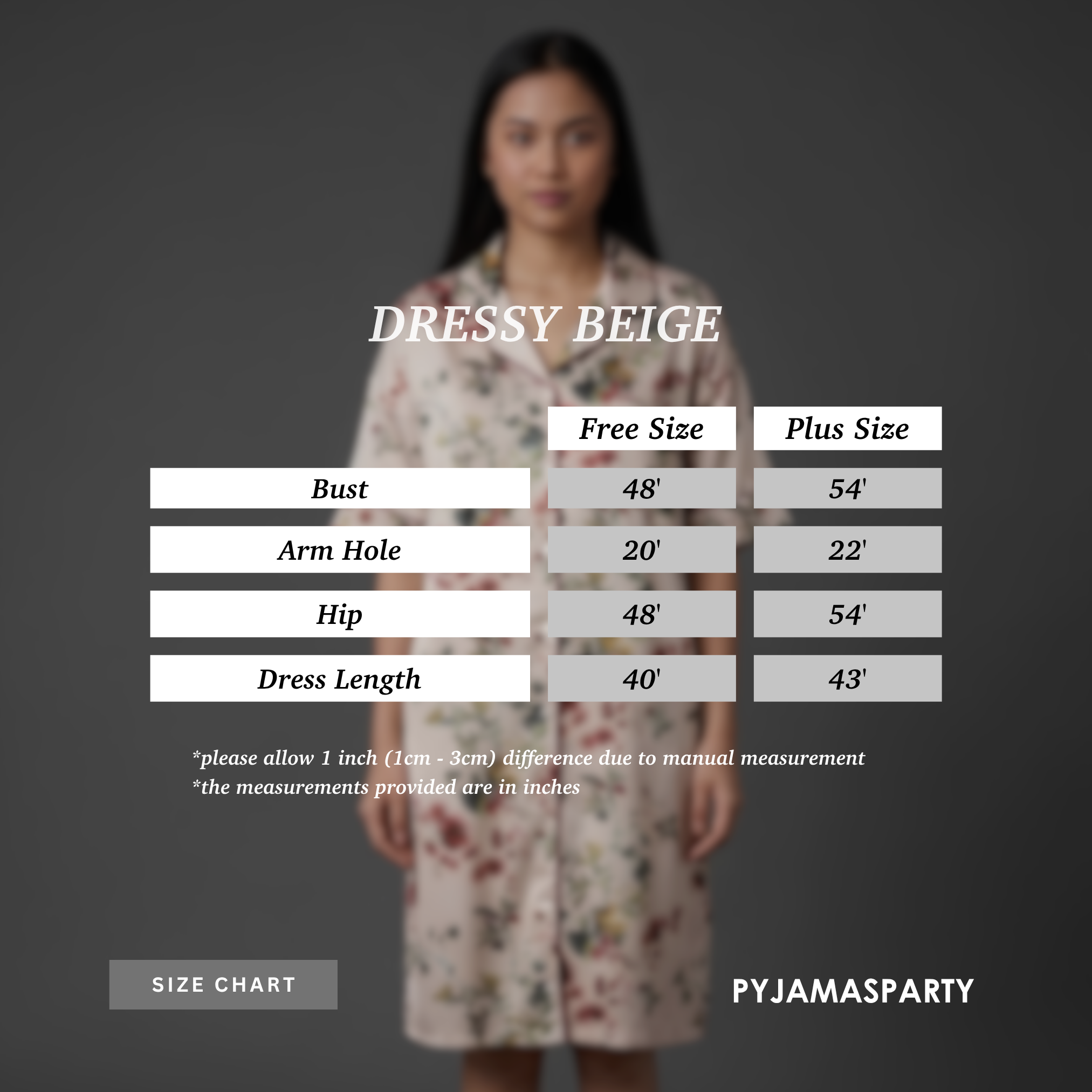 Dressy Beige - Size Chart