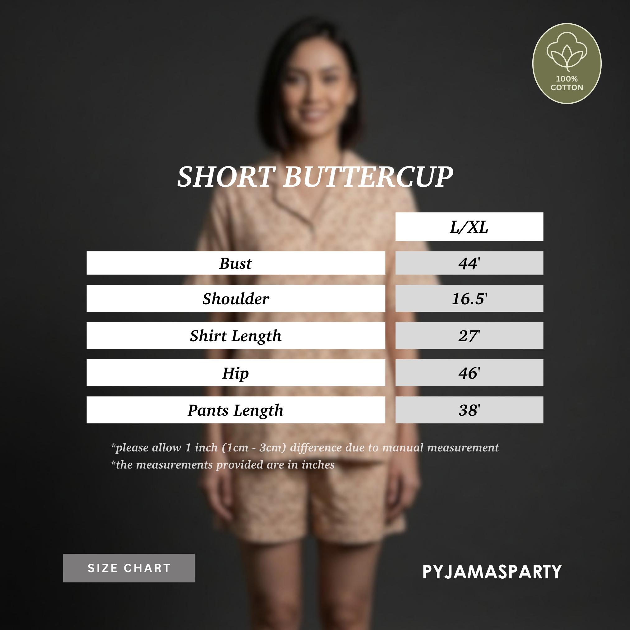 Short Buttercup - Size Chart
