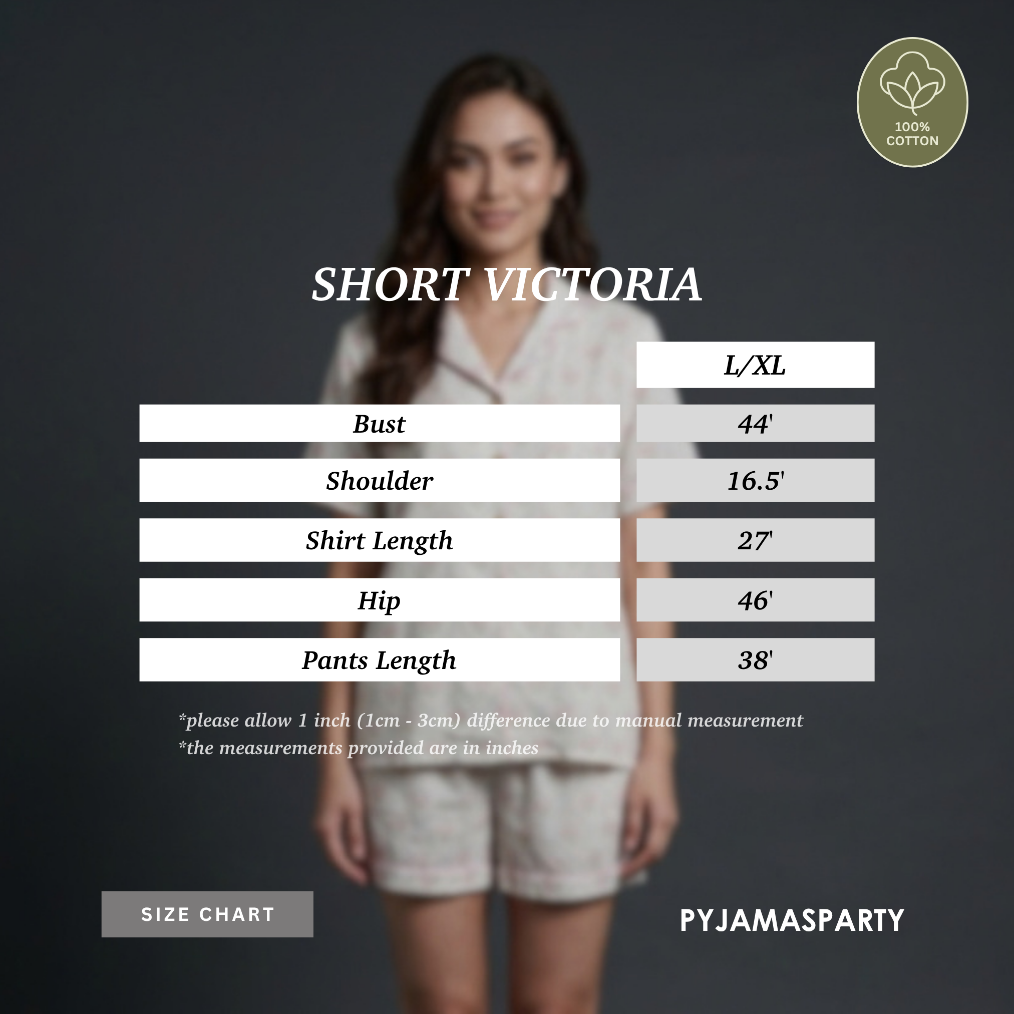 Short Victoria - Size Chart