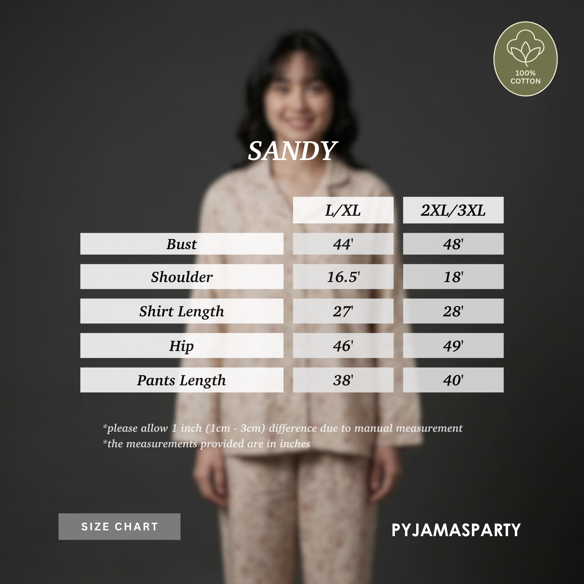 Sandy - Size Chart