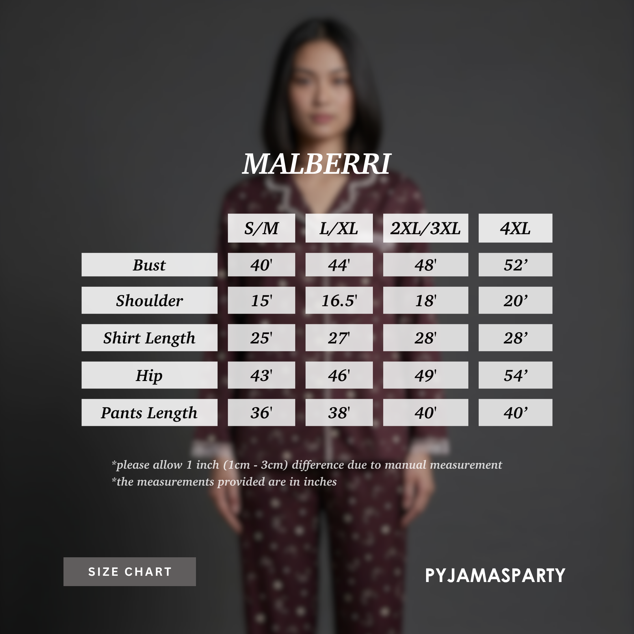 Malberri - Size Chart