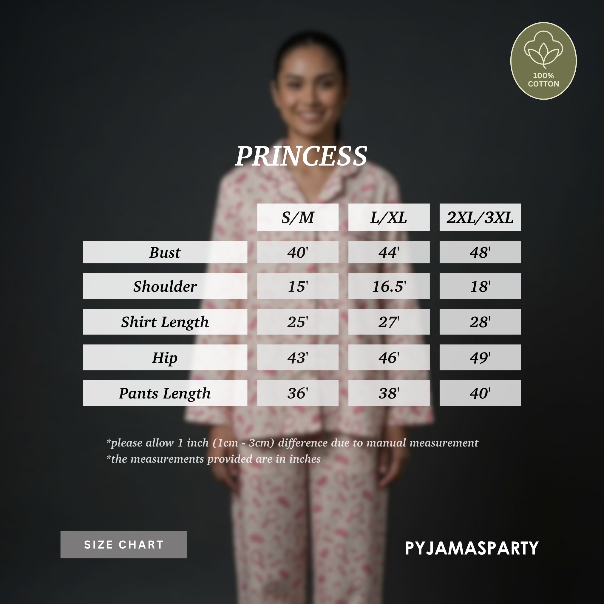 Princess - Size Chart