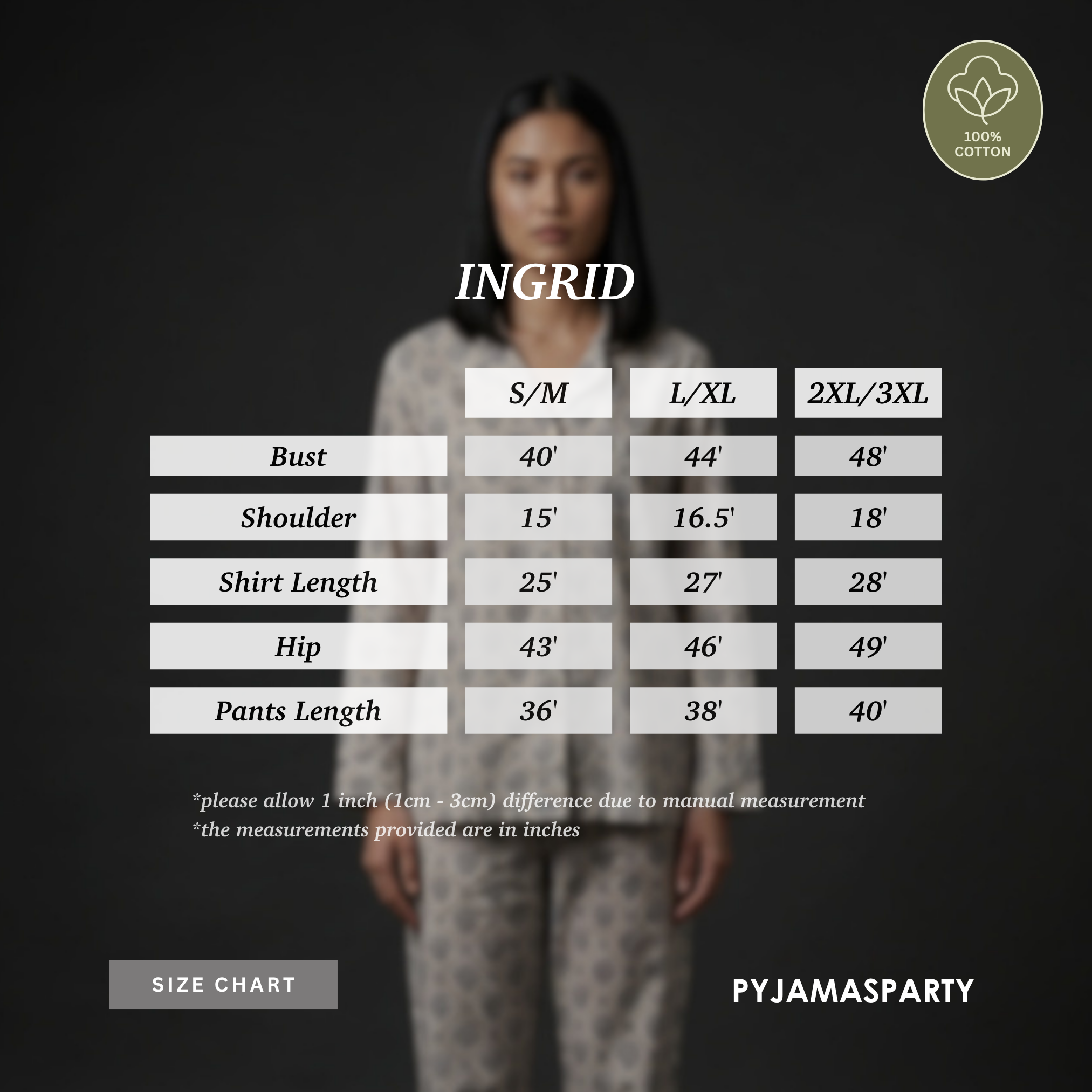 Ingrid - Size Chart