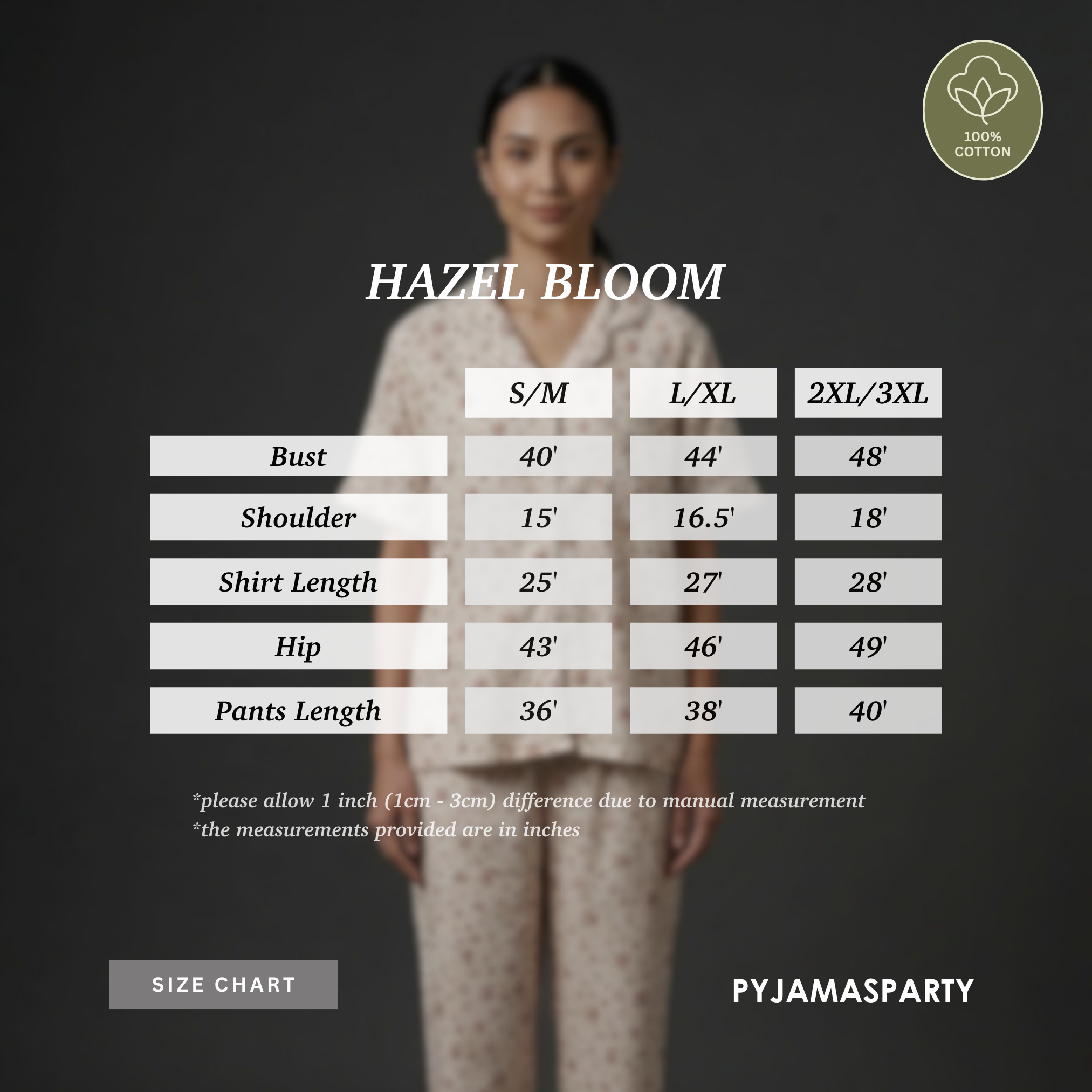 Hazel Bloom - Size Chart