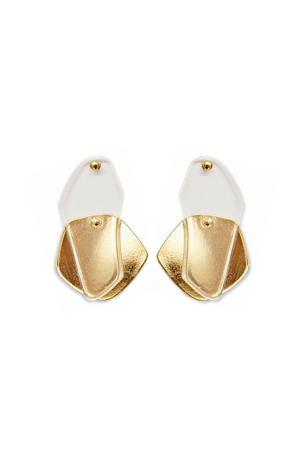 日本製 幾何透明壓克力耳環