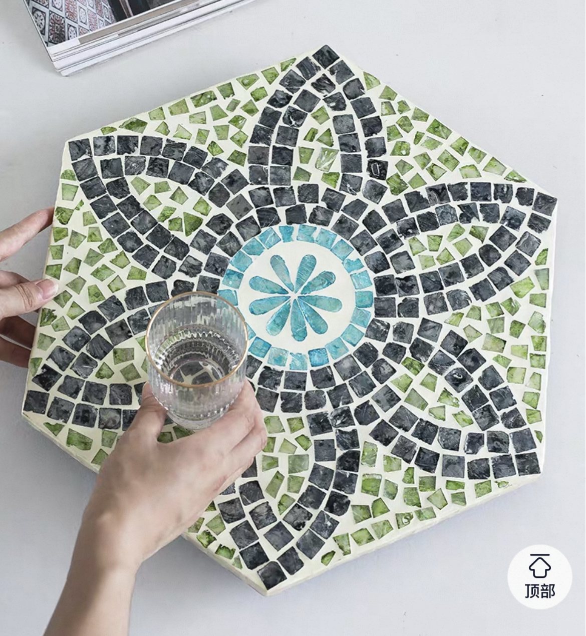 Olive Mist Mother of Pearl Lazy Susan