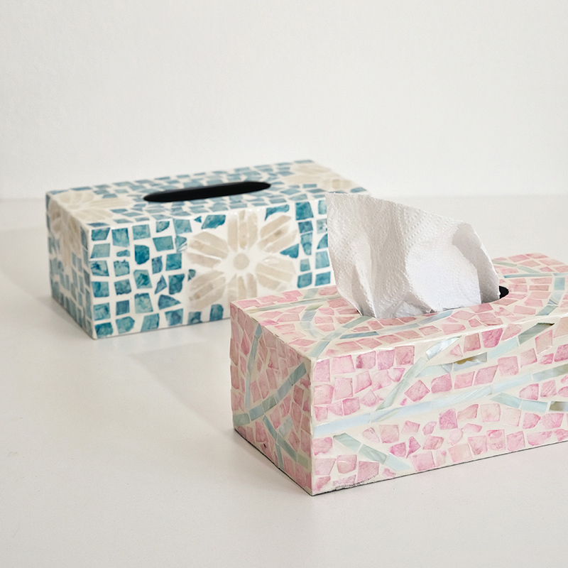HK-28 Blush Mirage Mother of Pearl Tissue Holder 02