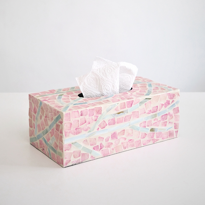 HK-28 Blush Mirage Mother of Pearl Tissue Holder 01