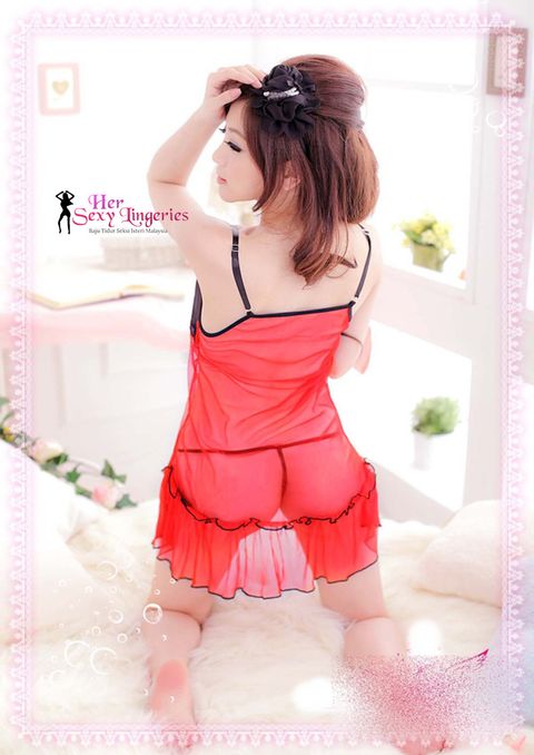 AB1112 Sexy Transperents Babydoll Lingeire (Red).jpg