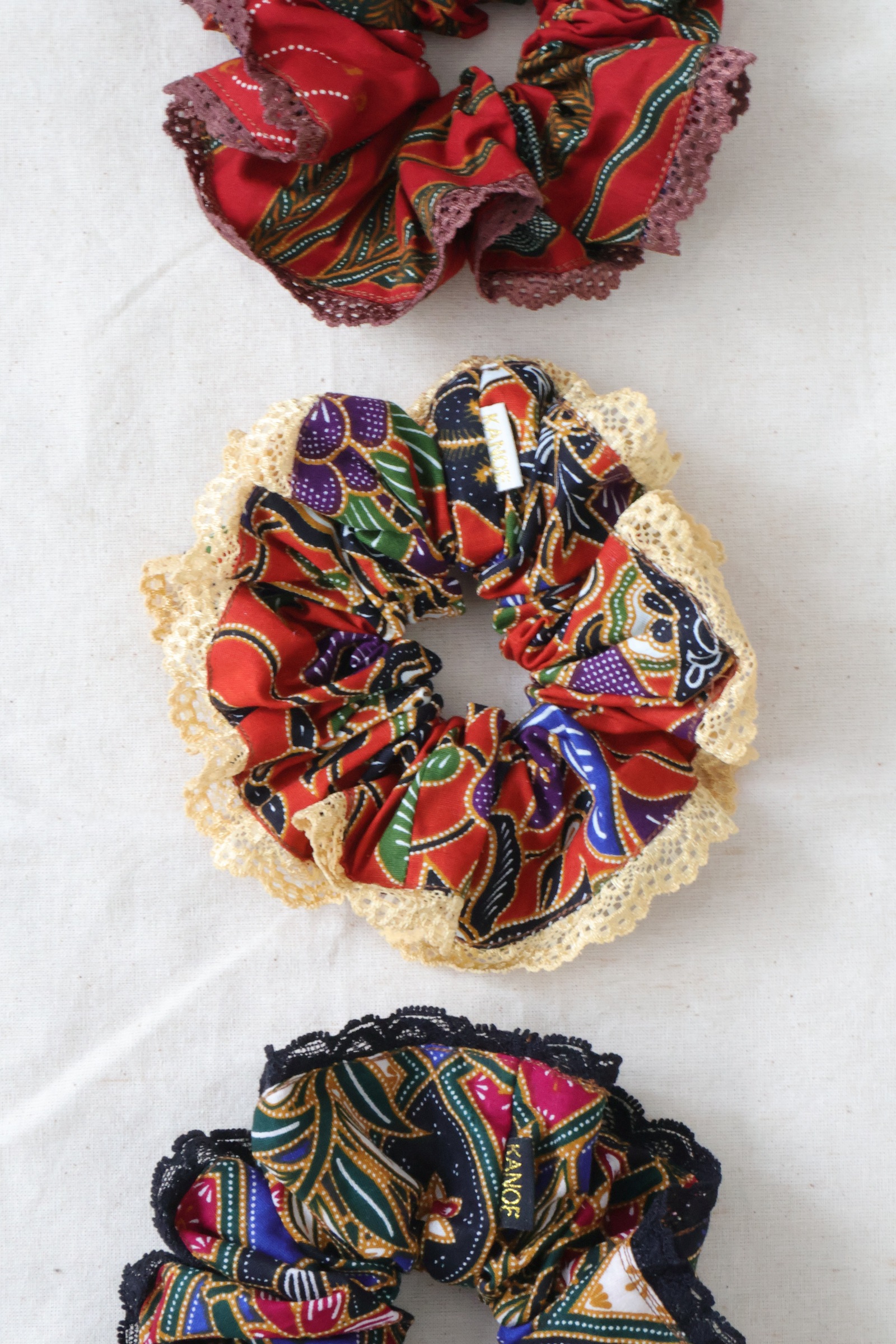 Maxi Lace Batik Scrunchies (Set of 3) - Sunset Batik