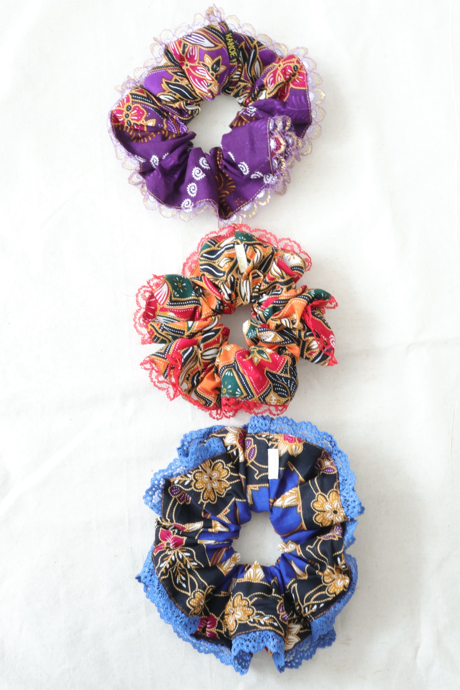 Maxi Lace Batik Scrunchies (Set of 3) - Royal Garden