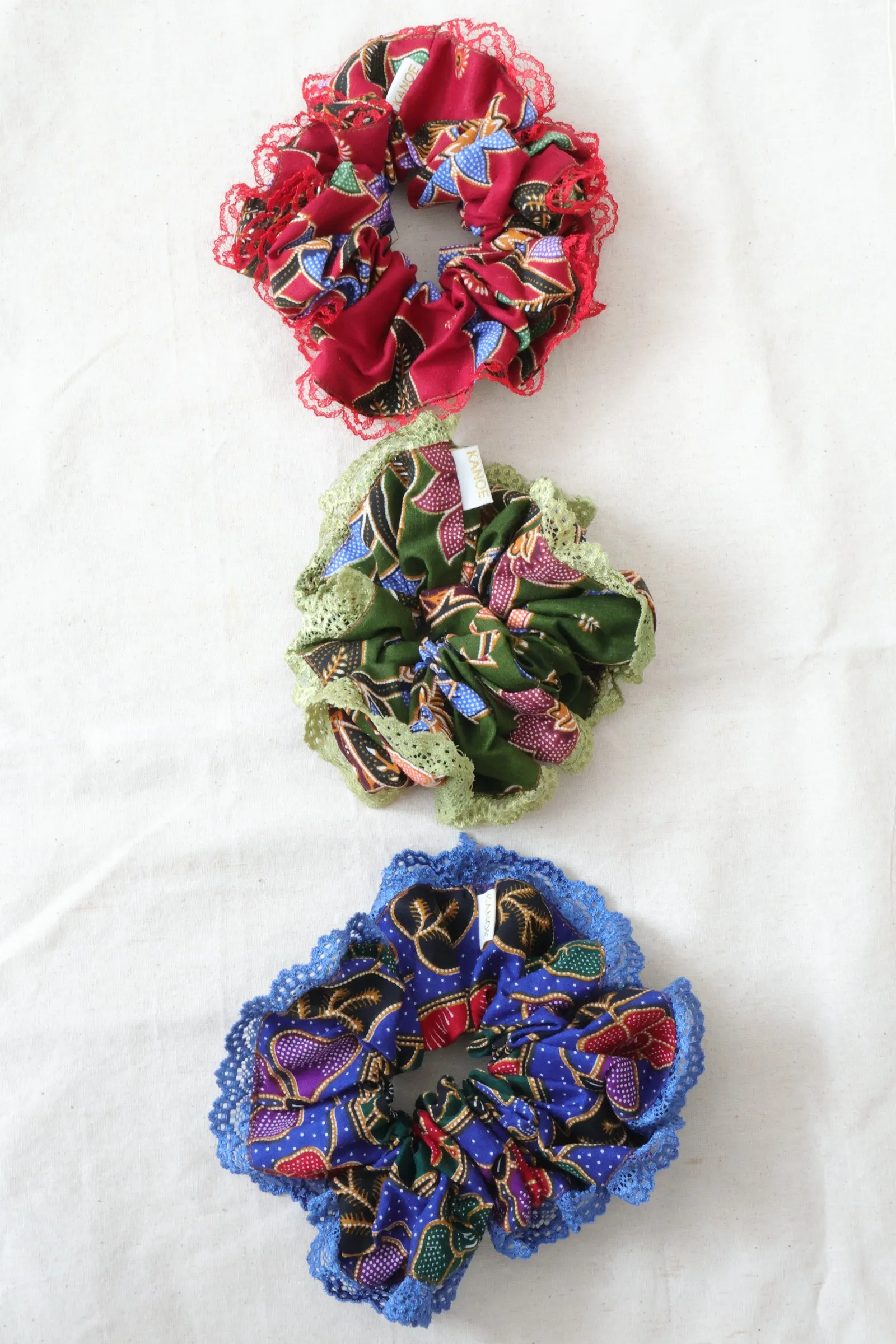 Maxi Lace Batik Scrunchies (Set of 3) - Tropical Fiesta
