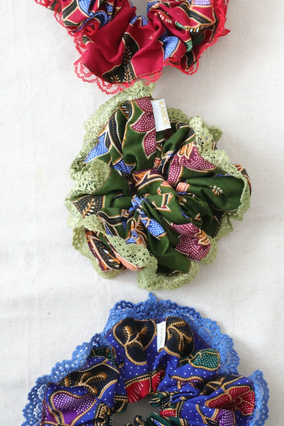 Maxi Lace Batik Scrunchies (Set of 3) - Tropical Fiesta