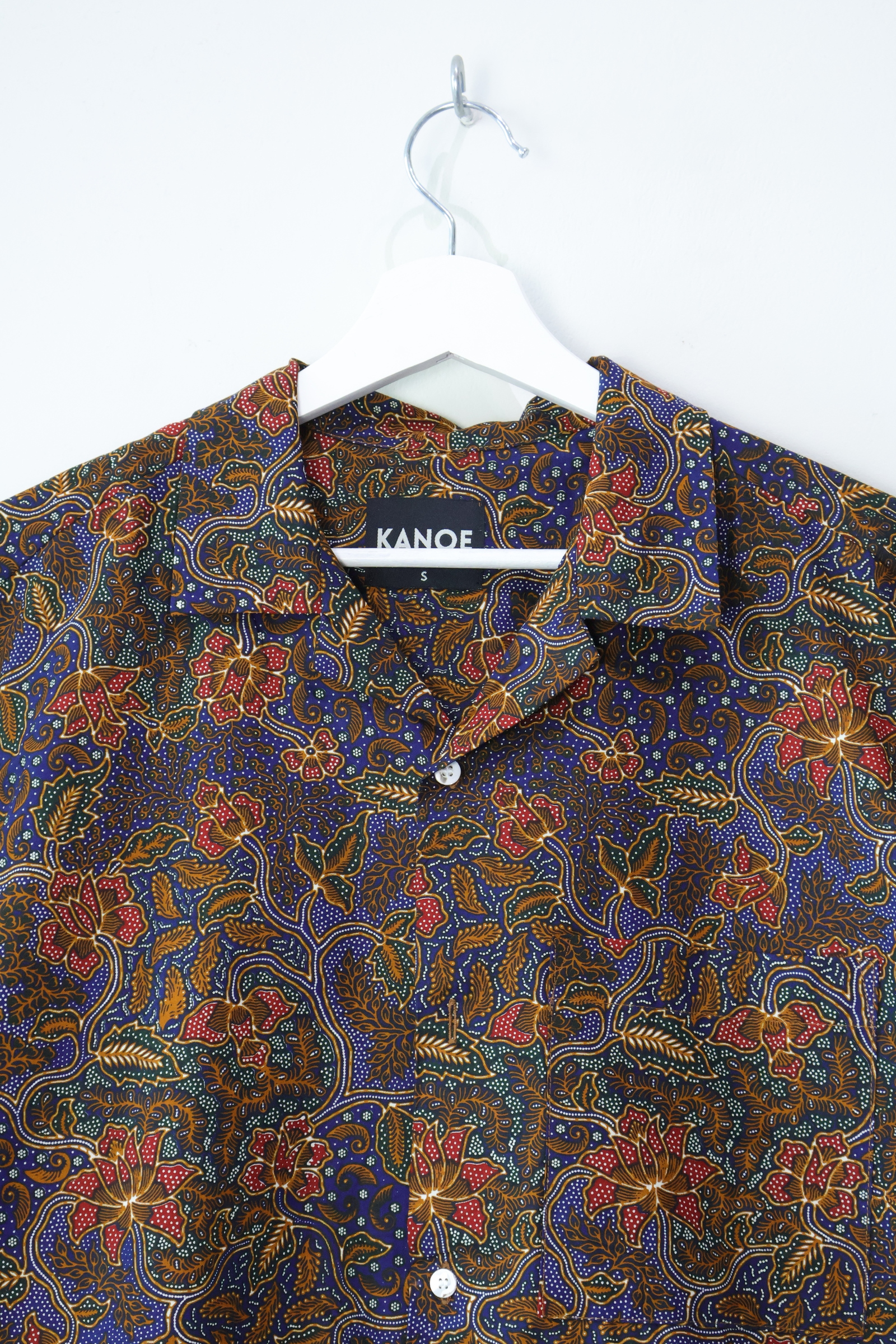 KANOEMEN Open Collar Batik Shirt - Shinkai [S]