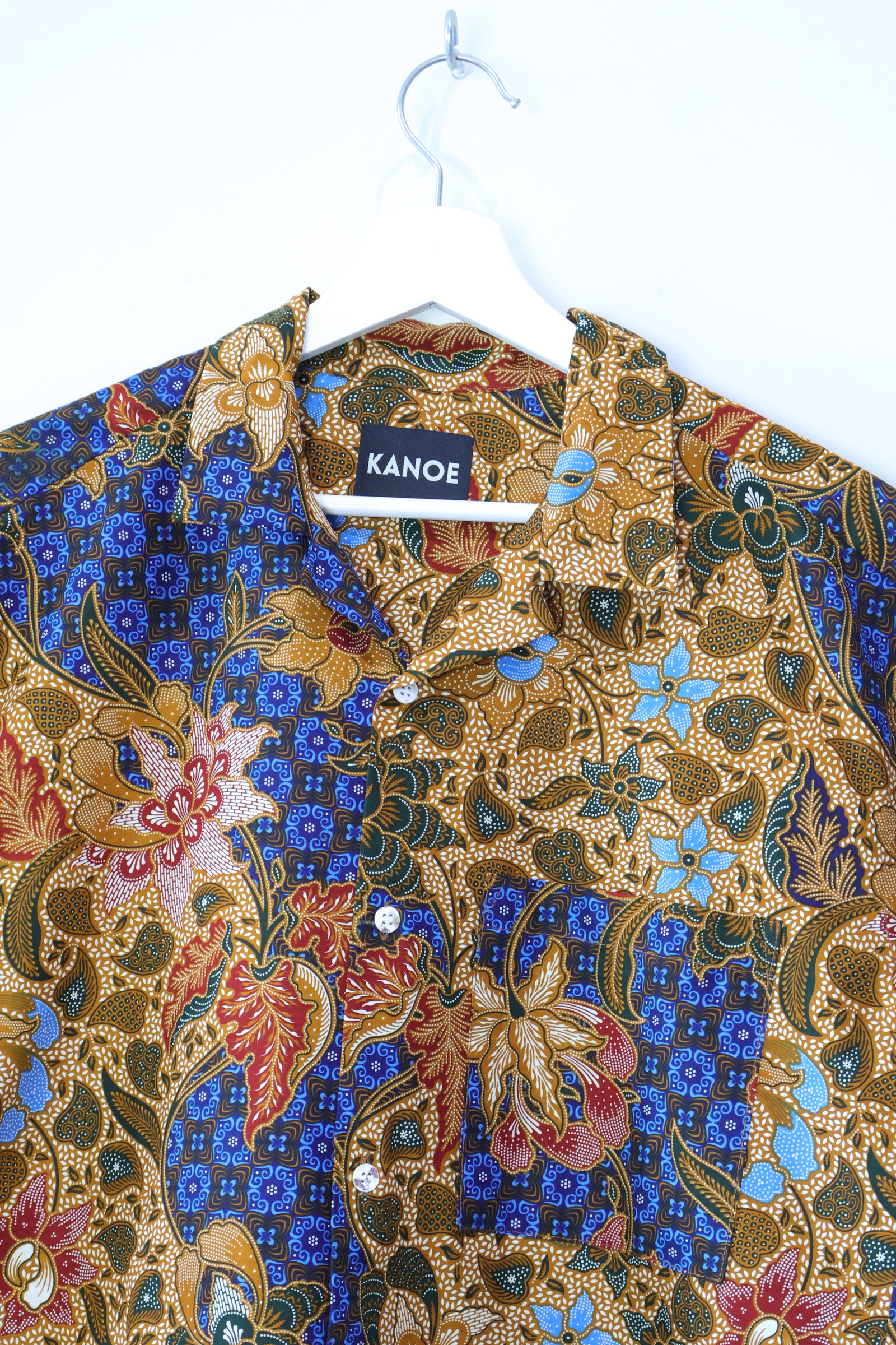 KANOEMEN Open Collar Batik Shirt - Hinata [S]