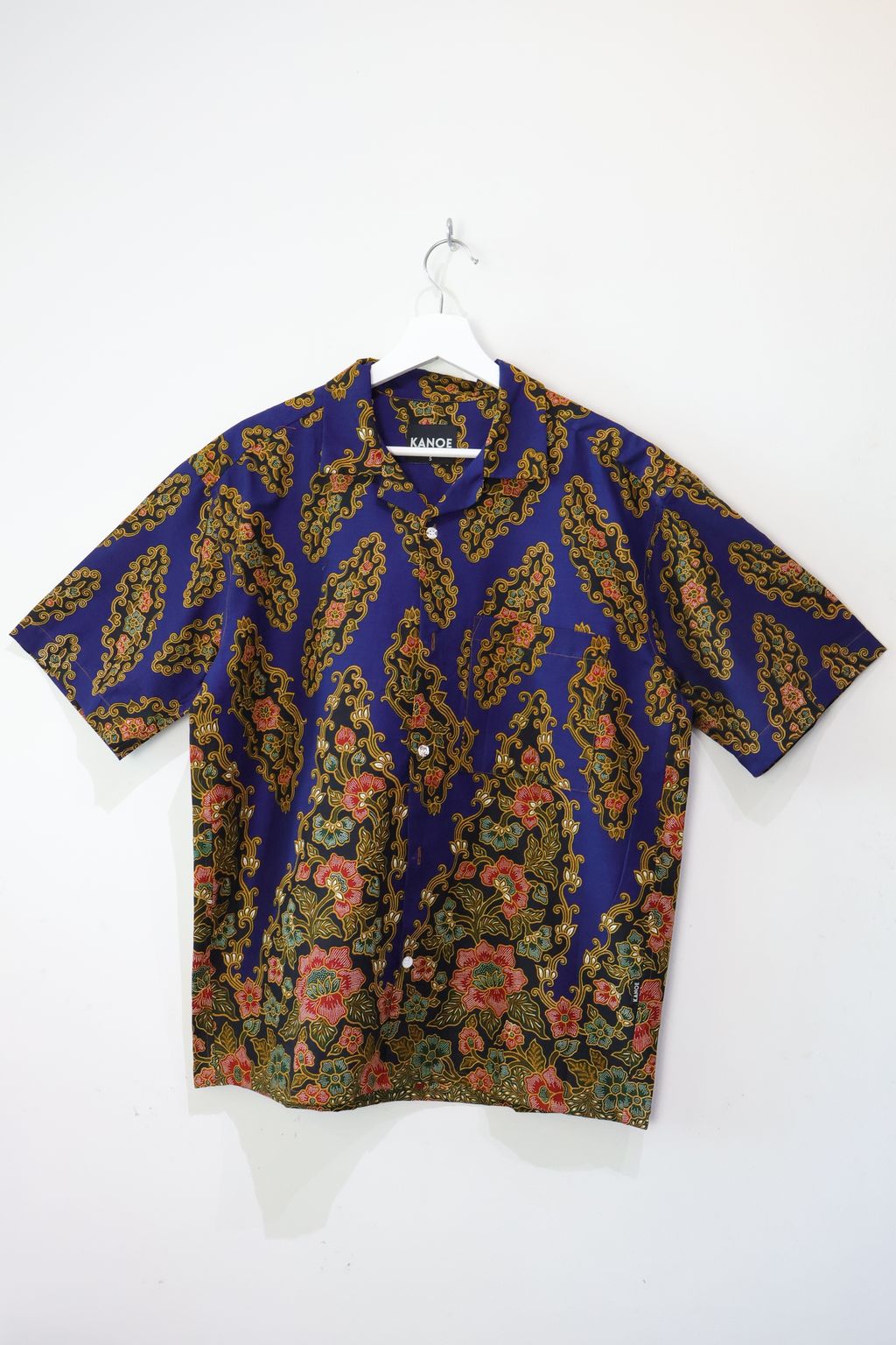 KANOEMEN Open Collar Batik Shirt - Oakley Blue 