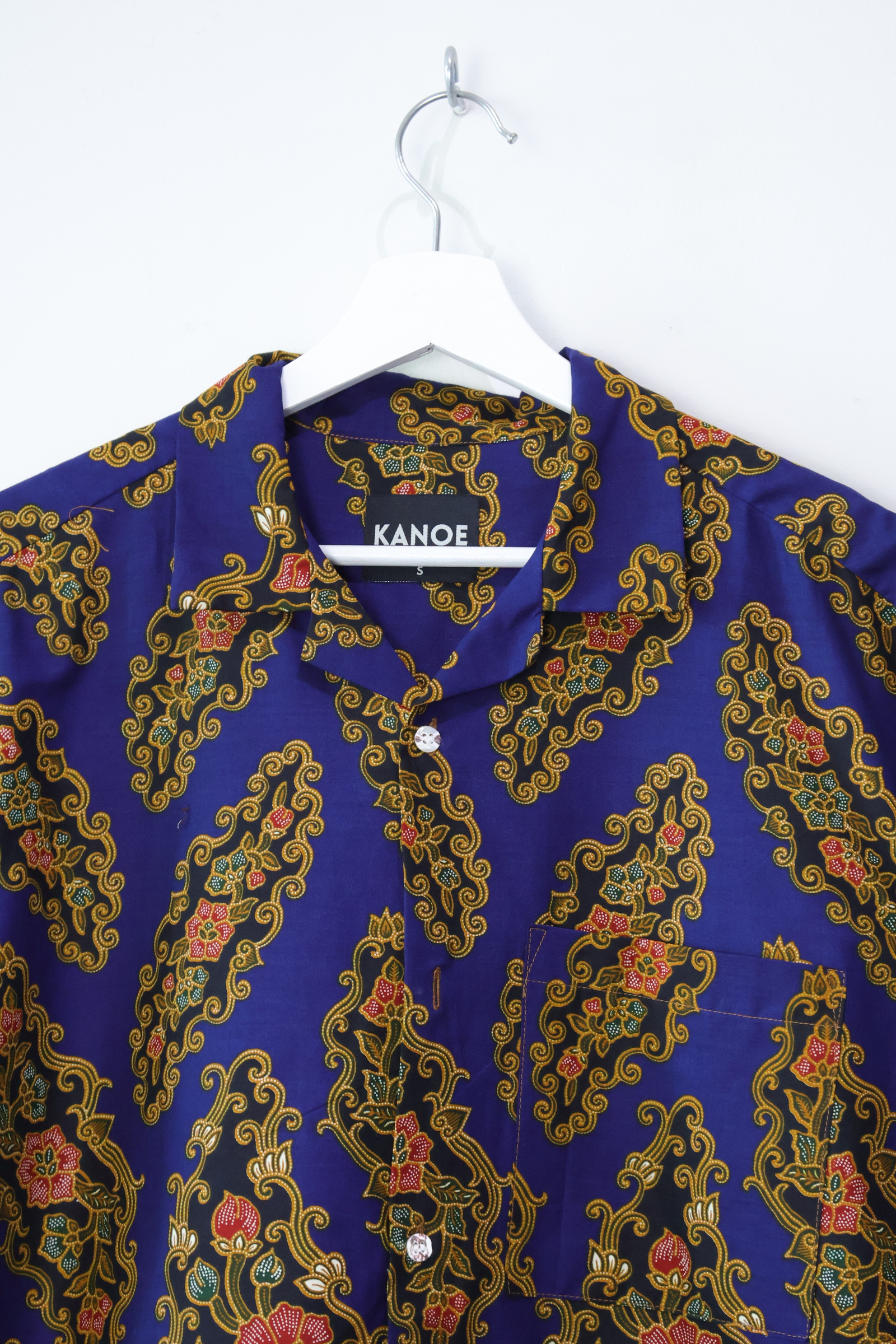 KANOEMEN Open Collar Batik Shirt - Oakley Blue 