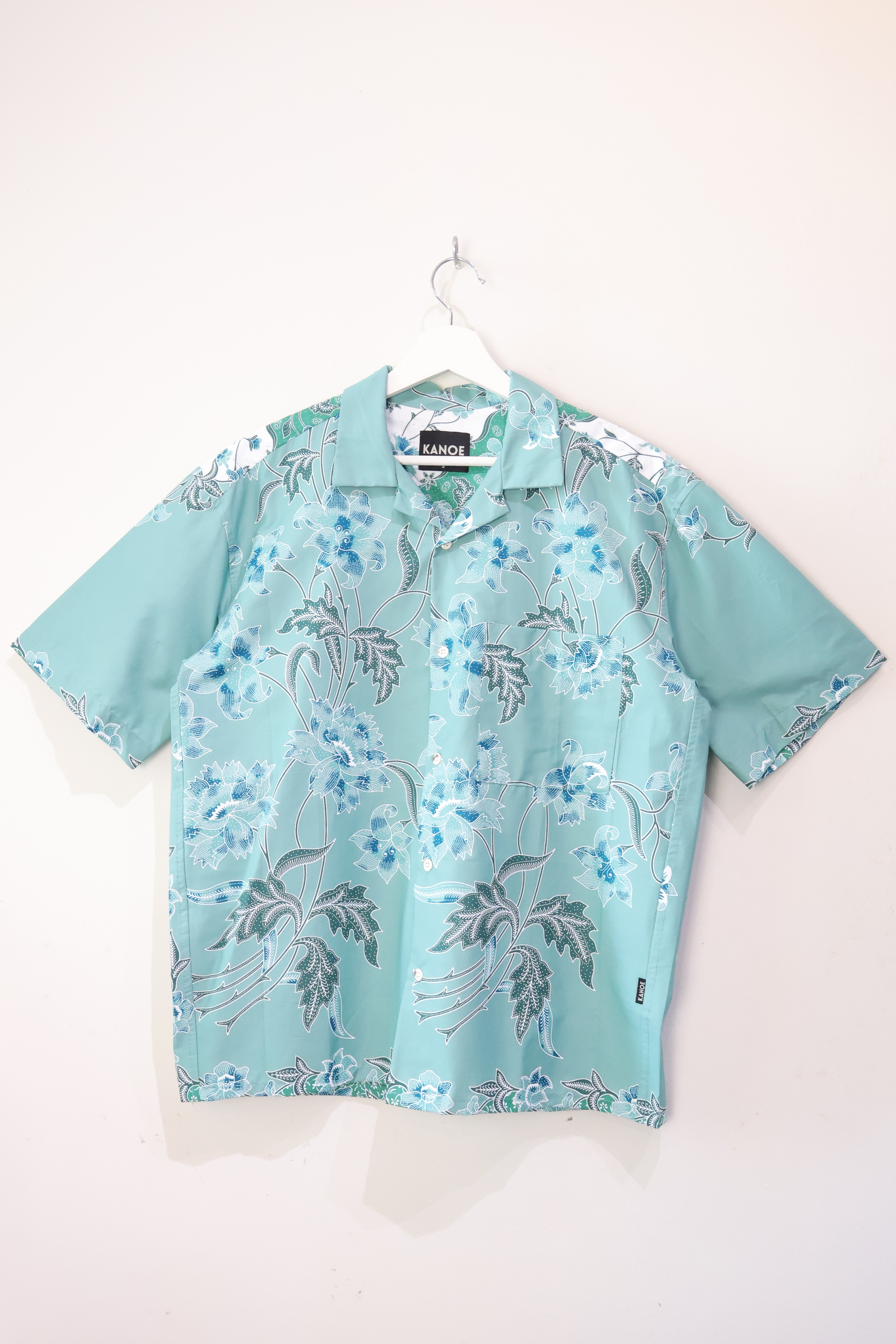 KANOEMEN Open Collar Batik Shirt - Ice Mint 