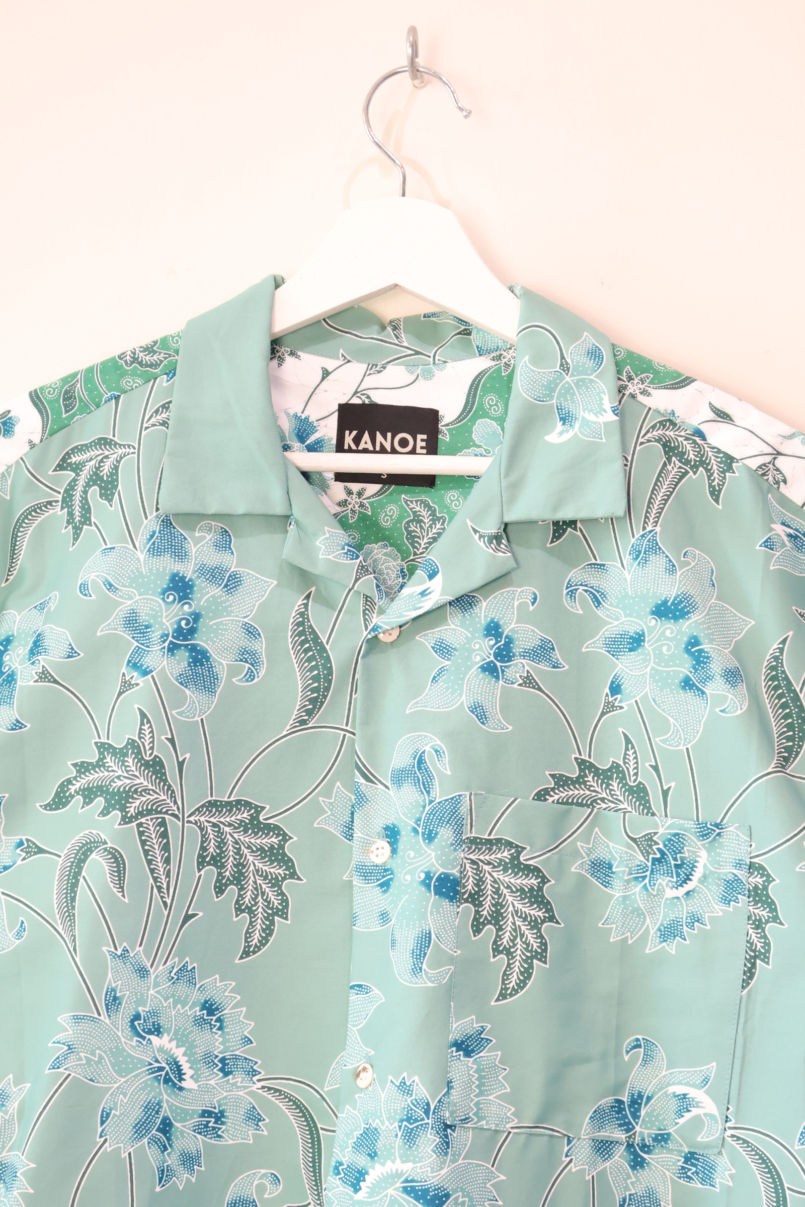 KANOEMEN Open Collar Batik Shirt - Ice Mint 