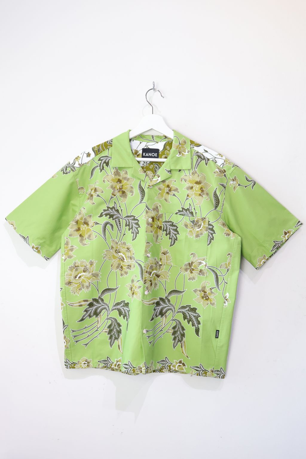 KANOEMEN Open Collar Batik Shirt - Fresh Mint [S]