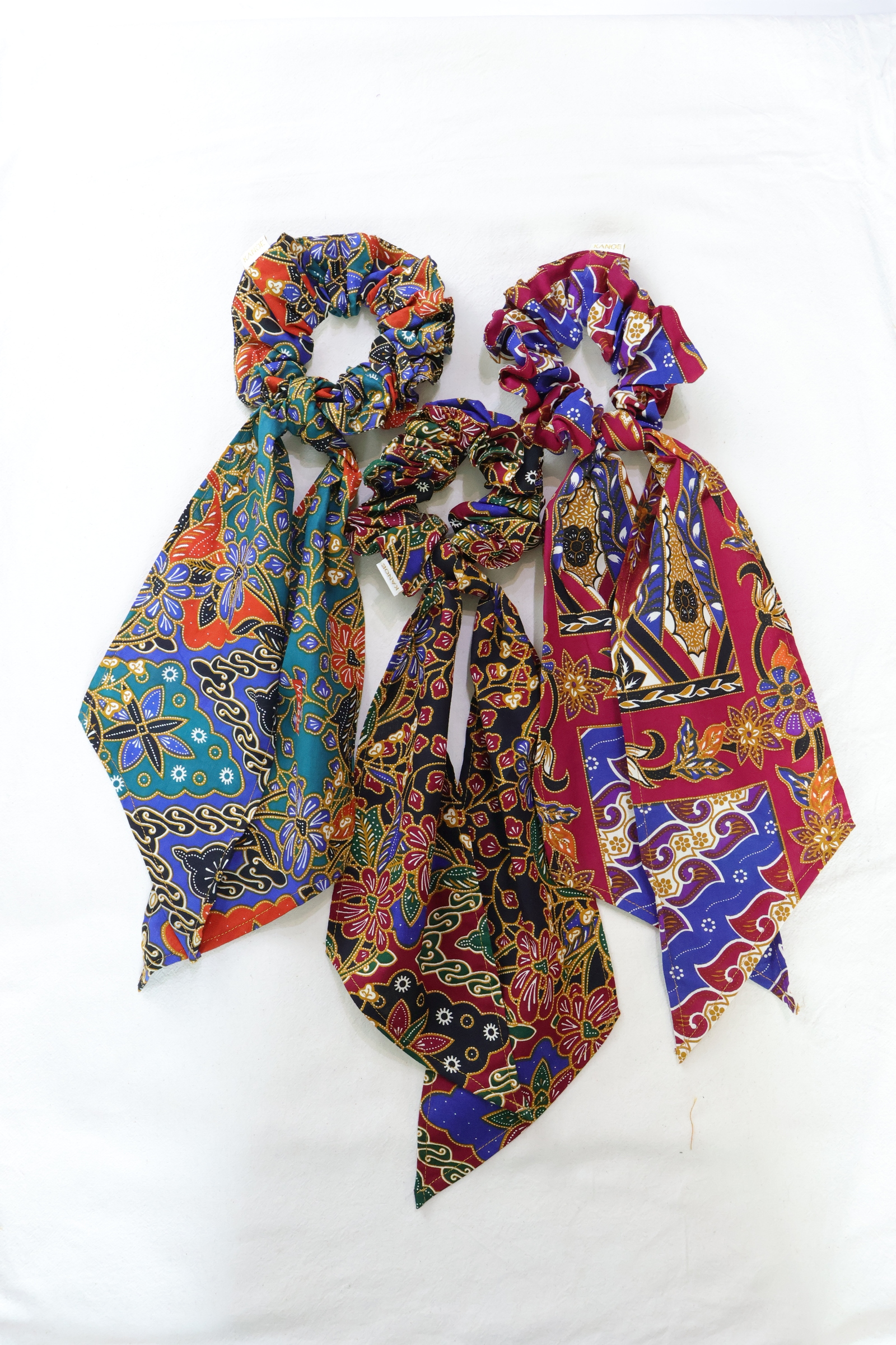 Batik Midi Scrunchie w/ Ribbon [Set of 3] - Willow
