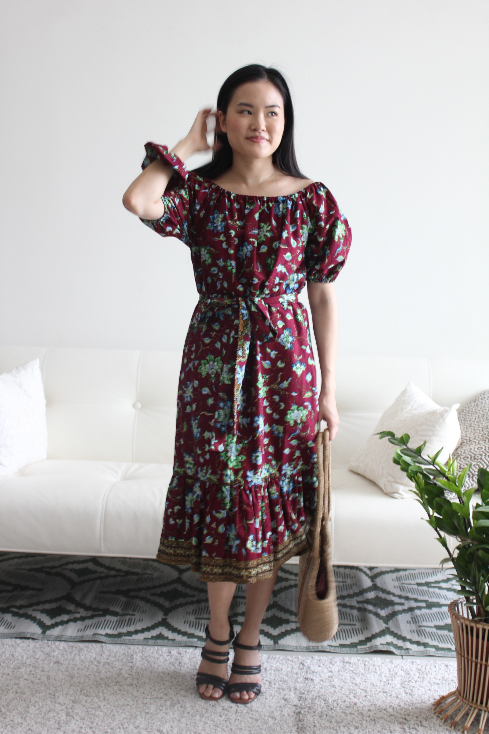 Dailee Batik Dress - Maroon Green