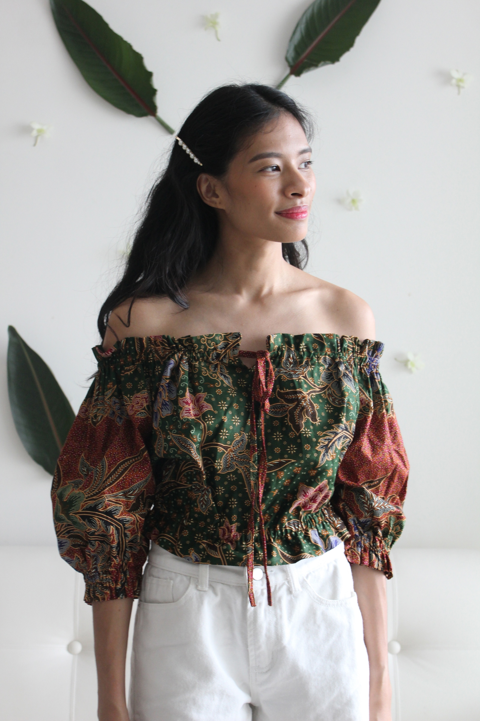 Cropped Batik Top - Fresh Greens