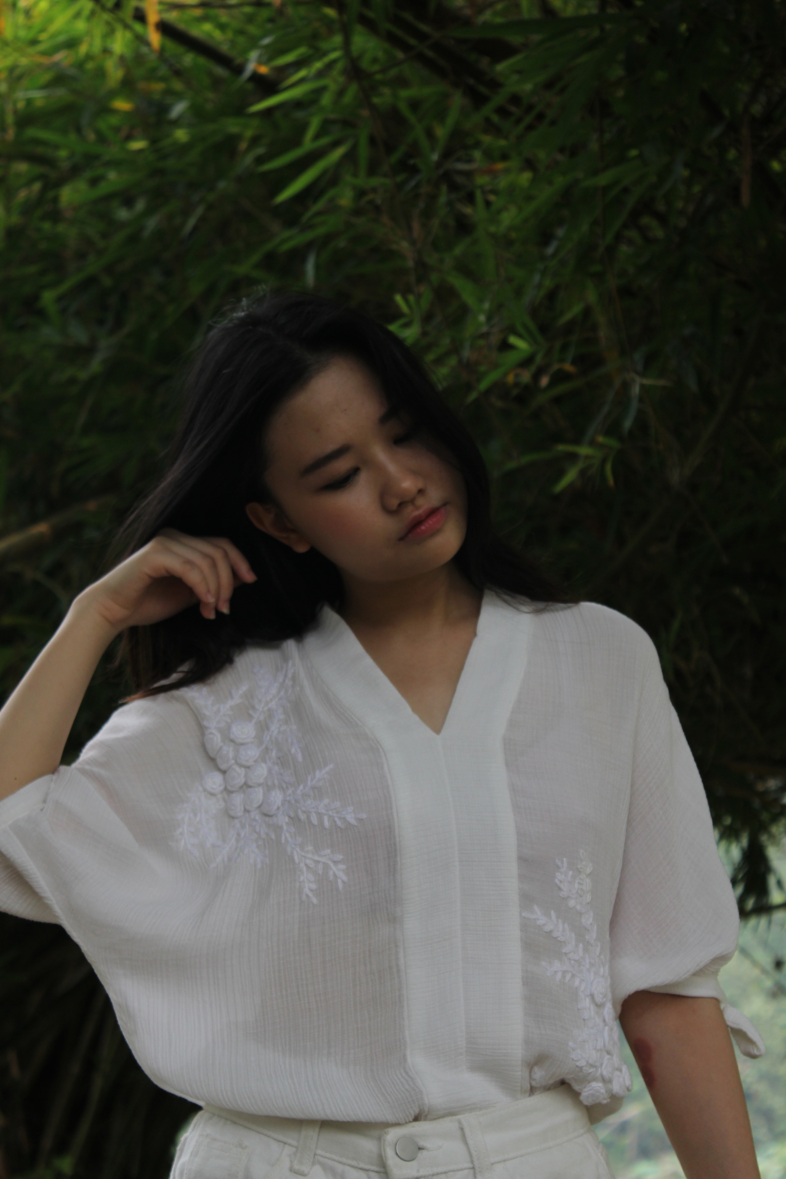 Silk crepe love top - Snow fall